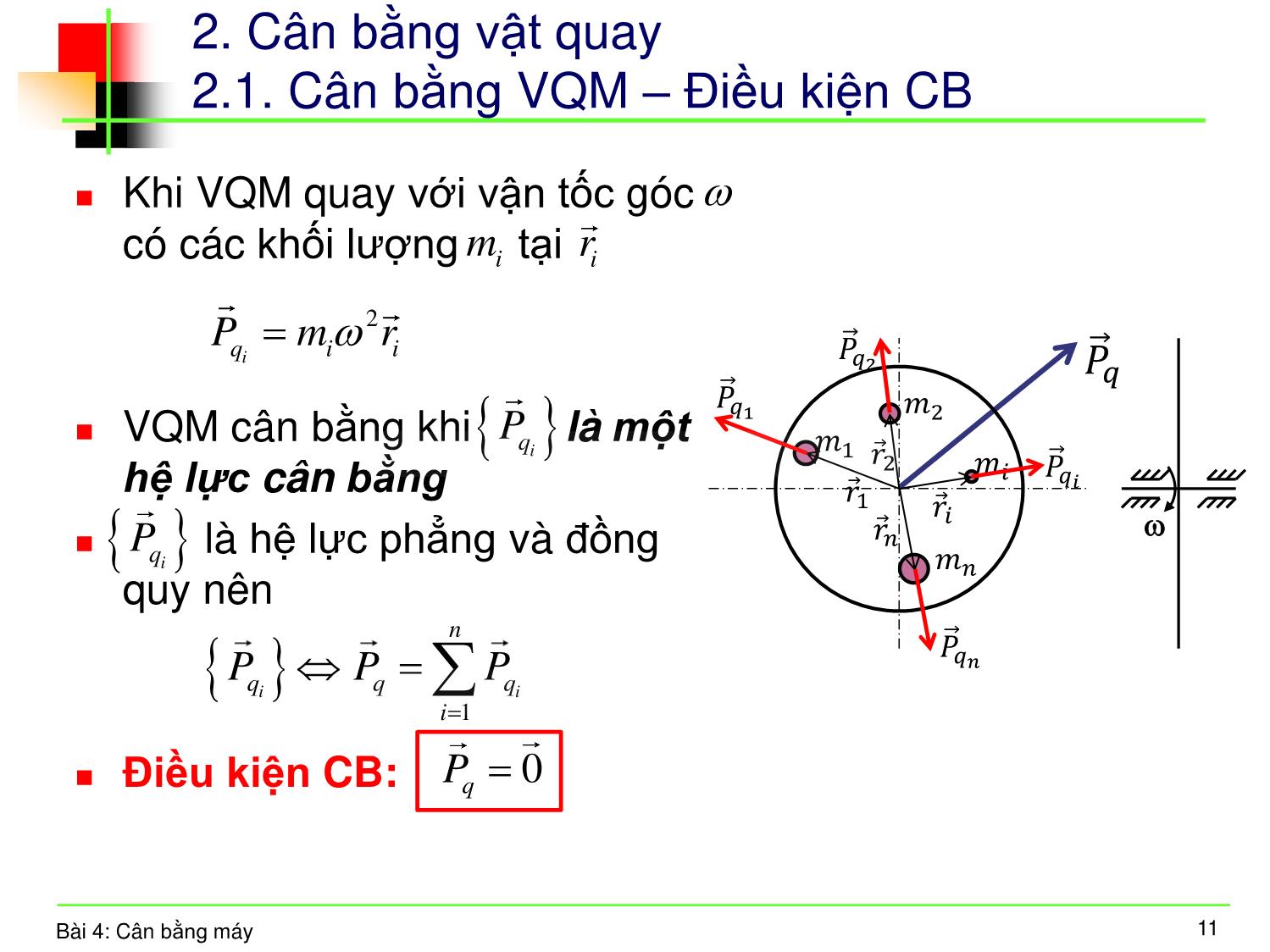 Bài giảng Nguyên lý máy - Bài 4: Cân bằng máy trang 10