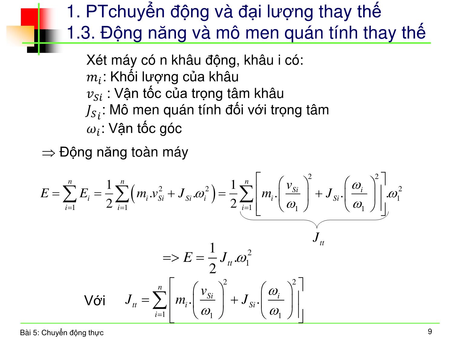 Bài giảng Nguyên lý máy - Bài 5: Chuyển động thực trang 9