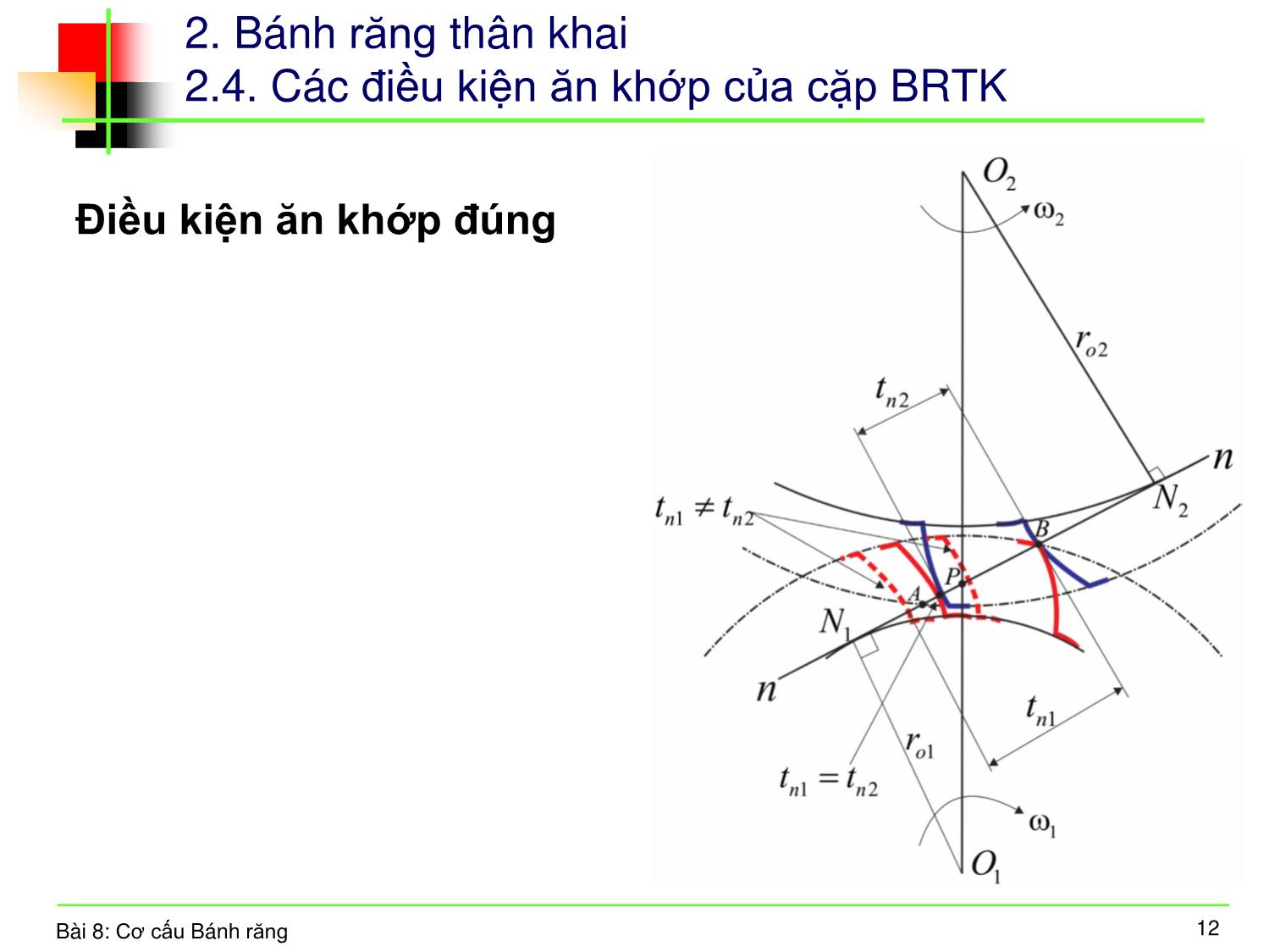 Bài giảng Nguyên lý máy - Bài 7: Cơ cấu bánh răng trang 10