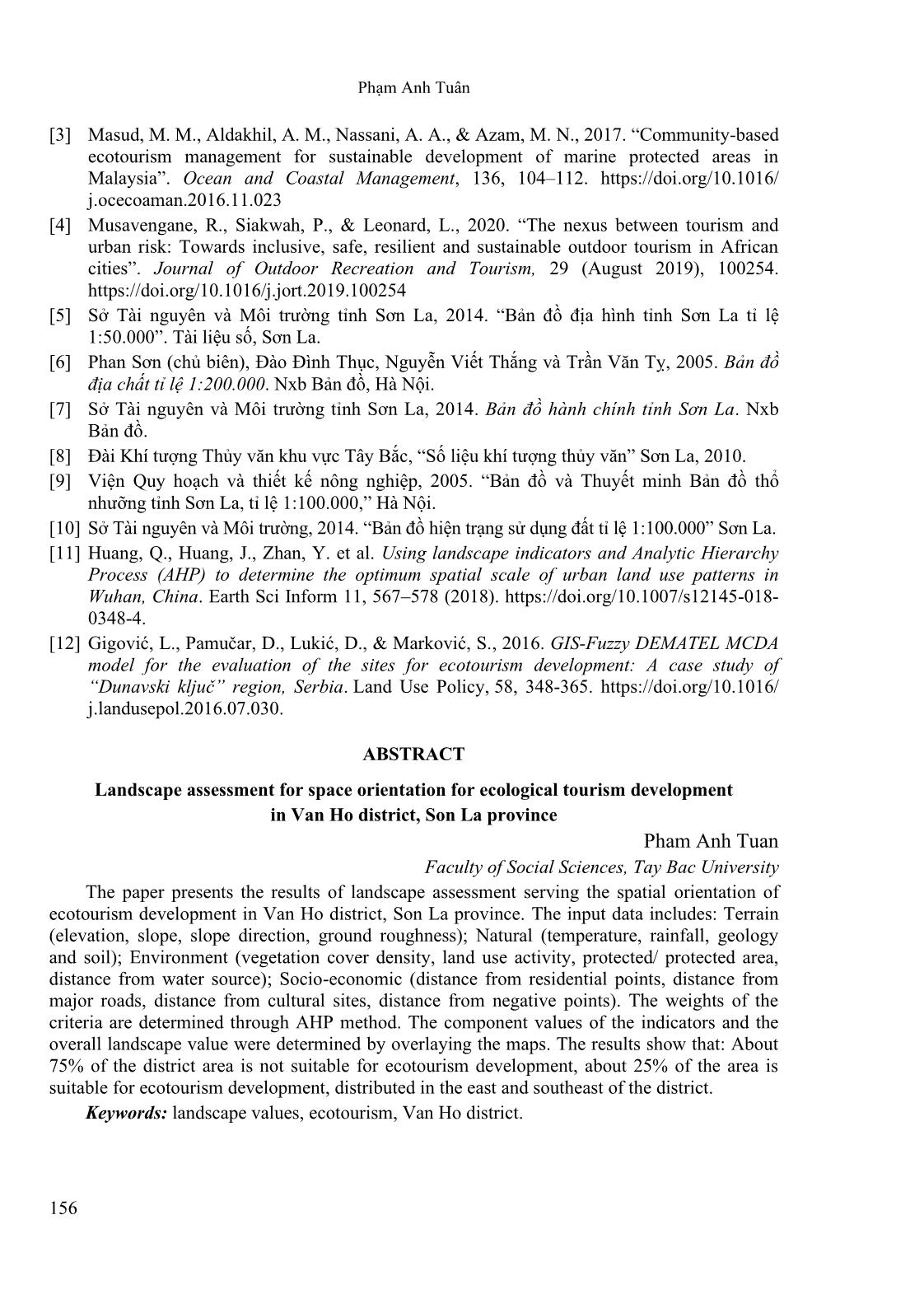 Đánh giá cảnh quan phục vụ định hướng không gian phát triển du lịch sinh thái tại huyện Vân Hồ, tỉnh Sơn La trang 10