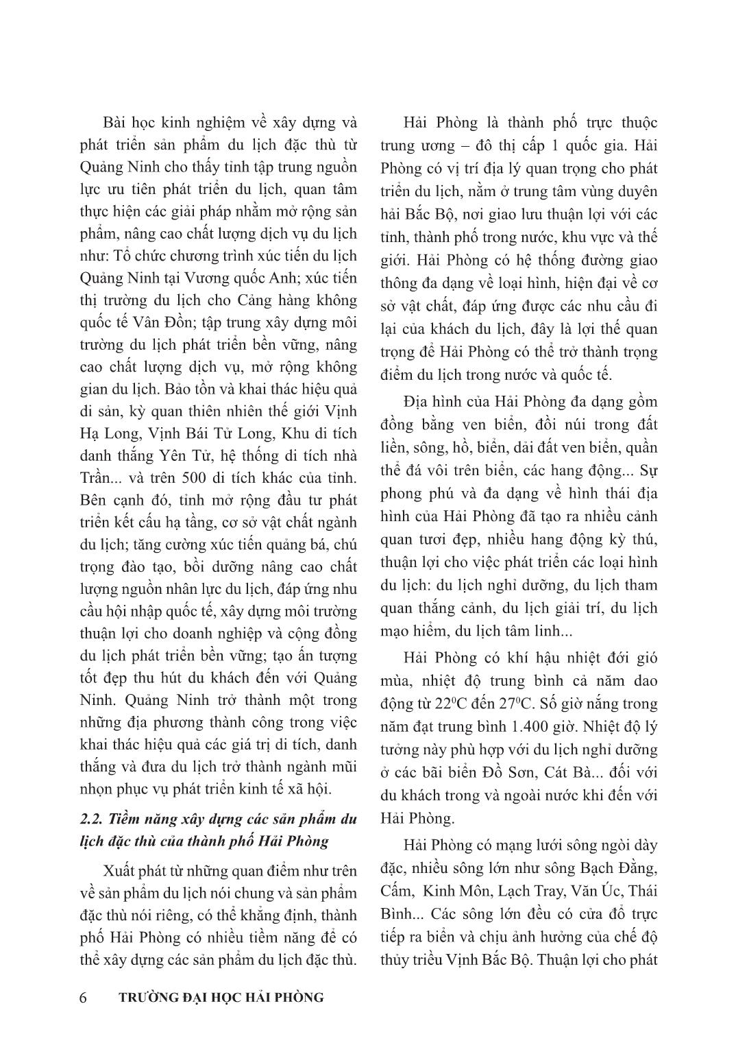 Đề xuất xây dựng một số sản phẩm du lịch đặc thù của thành phố Hải Phòng trang 4