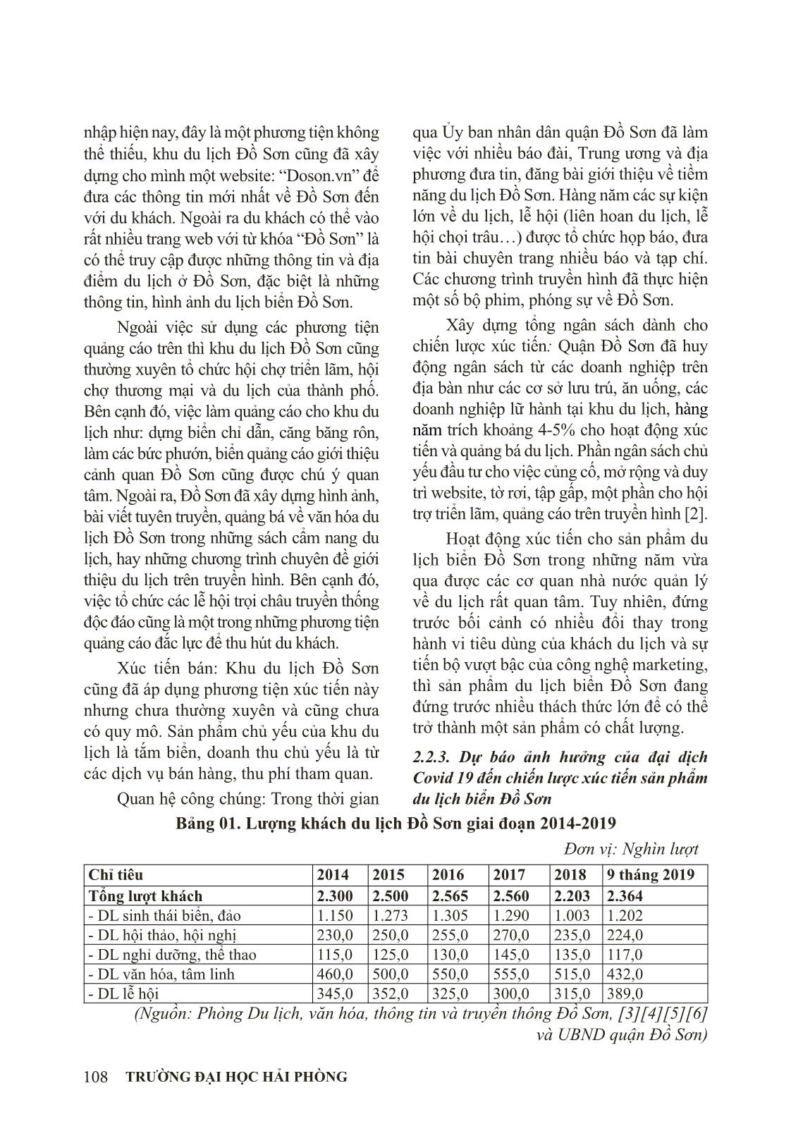 Chiến lược xúc tiến sản phẩm du lịch biển Đồ Sơn, Hải Phòng sau đại dịch Covid19 trang 5