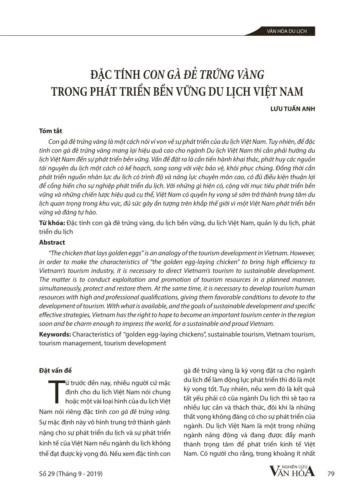 Đặc tính con gà đẻ trứng vàng trong phát triển bền vững du lịch Việt Nam trang 1