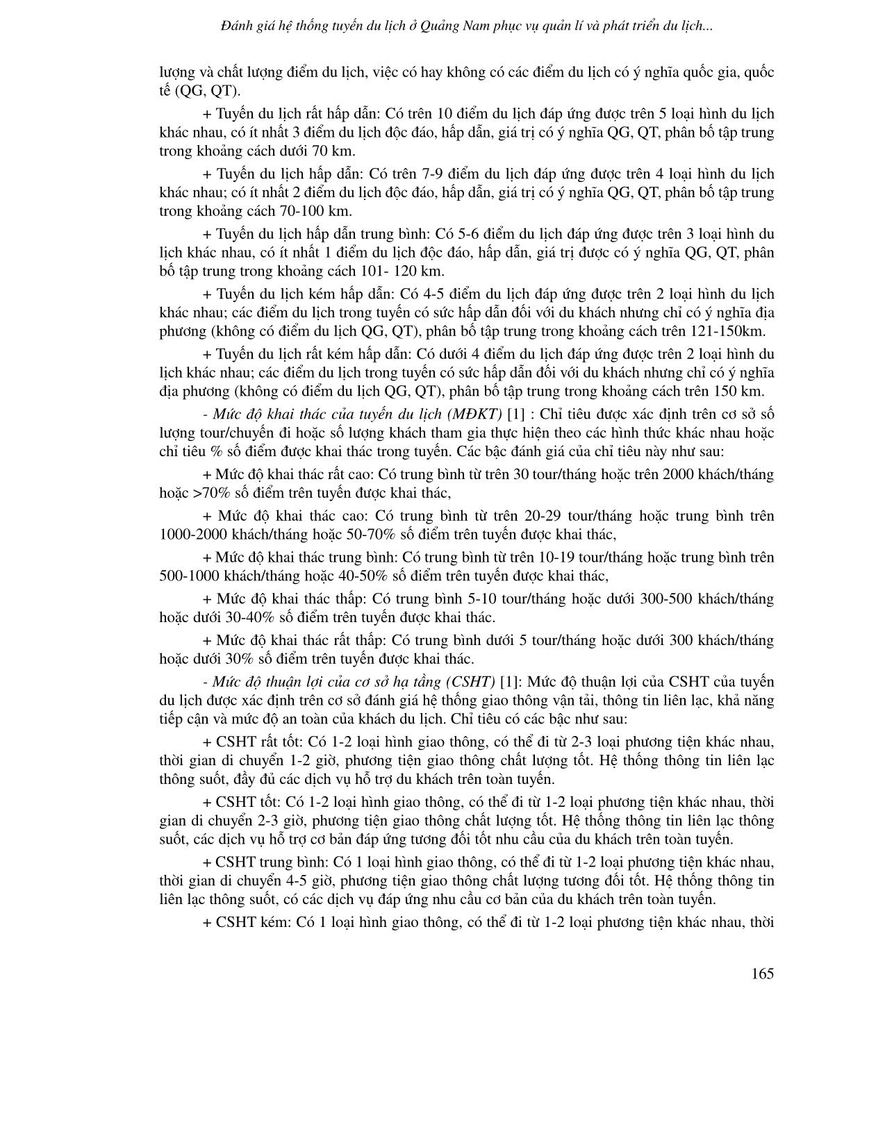 Đánh giá hệ thống tuyến du lịch ở Quảng Nam phục vụ quản lí và phát triển du lịch bằng phương pháp định lượng trang 2