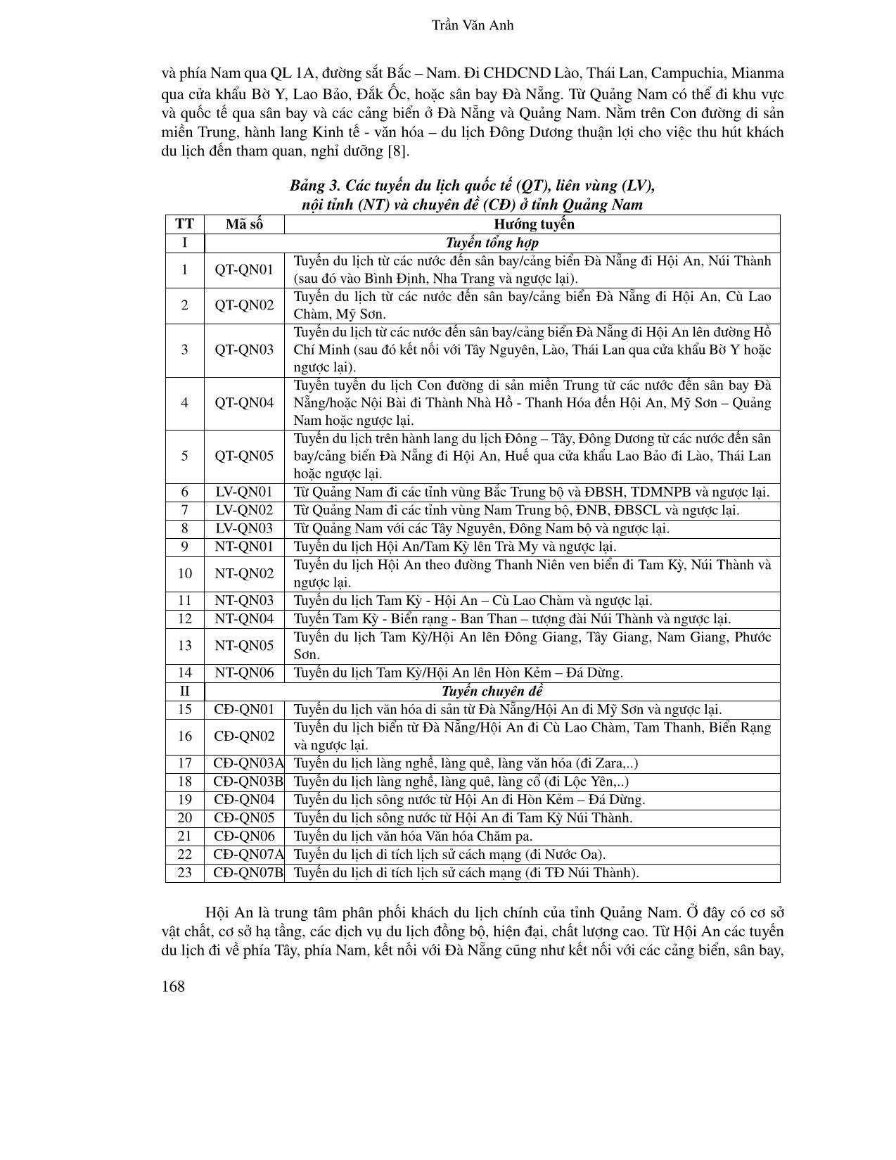 Đánh giá hệ thống tuyến du lịch ở Quảng Nam phục vụ quản lí và phát triển du lịch bằng phương pháp định lượng trang 5