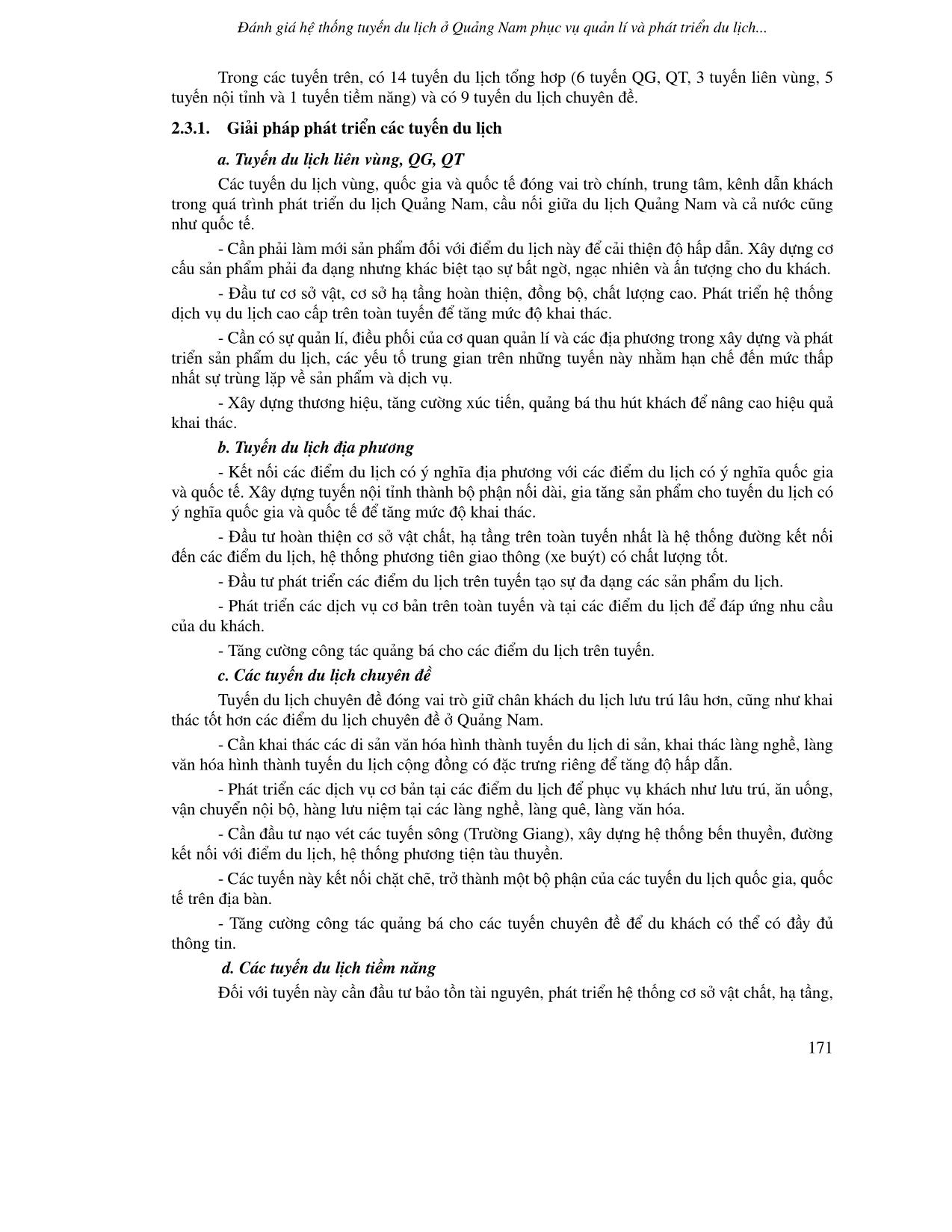Đánh giá hệ thống tuyến du lịch ở Quảng Nam phục vụ quản lí và phát triển du lịch bằng phương pháp định lượng trang 8