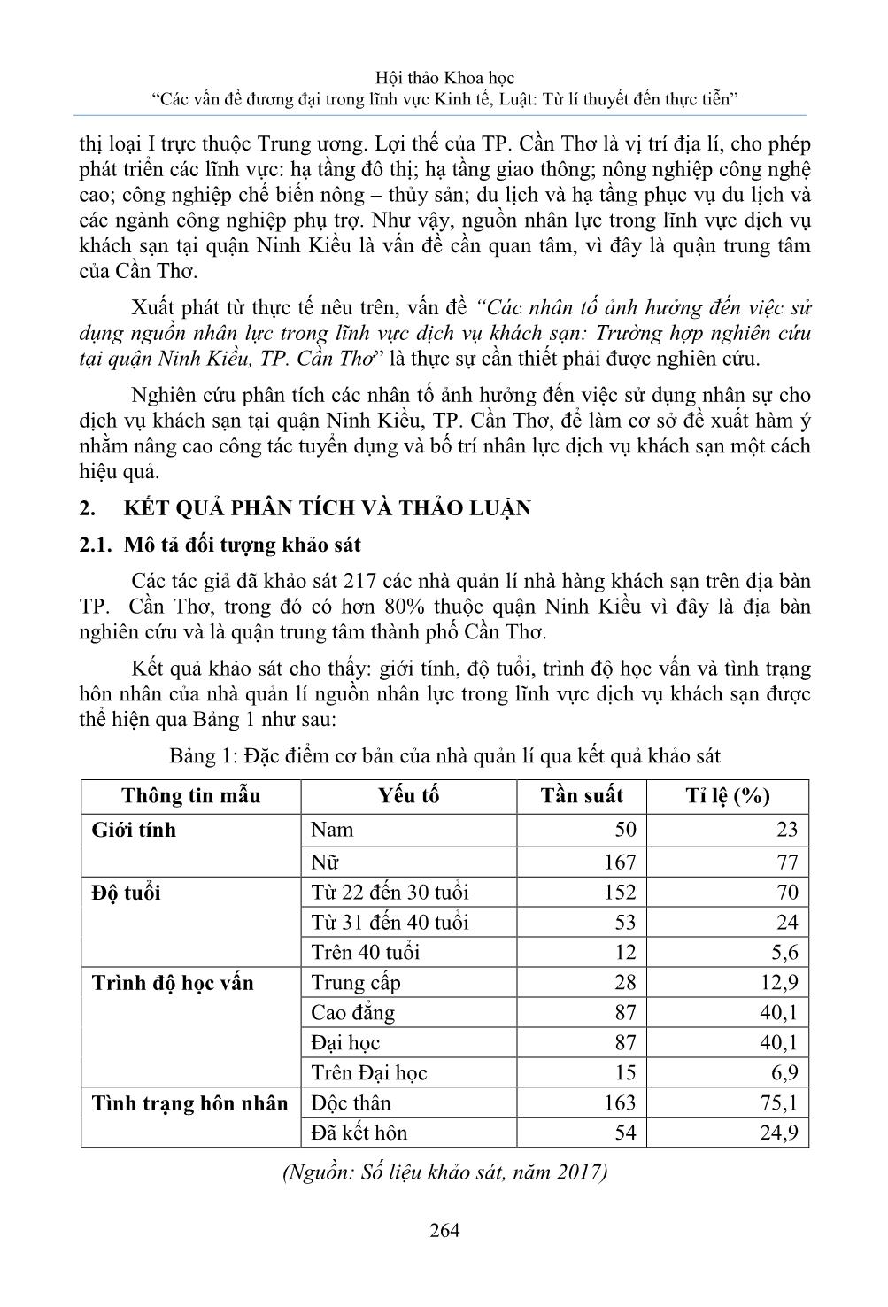 Các nhân tố ảnh hưởng đến việc sử dụng nguồn nhân lực trong lĩnh vực dịch vụ khách sạn: Trường hợp nghiên cứu tại quận Ninh Kiều, thành phố Cần Thơ trang 2