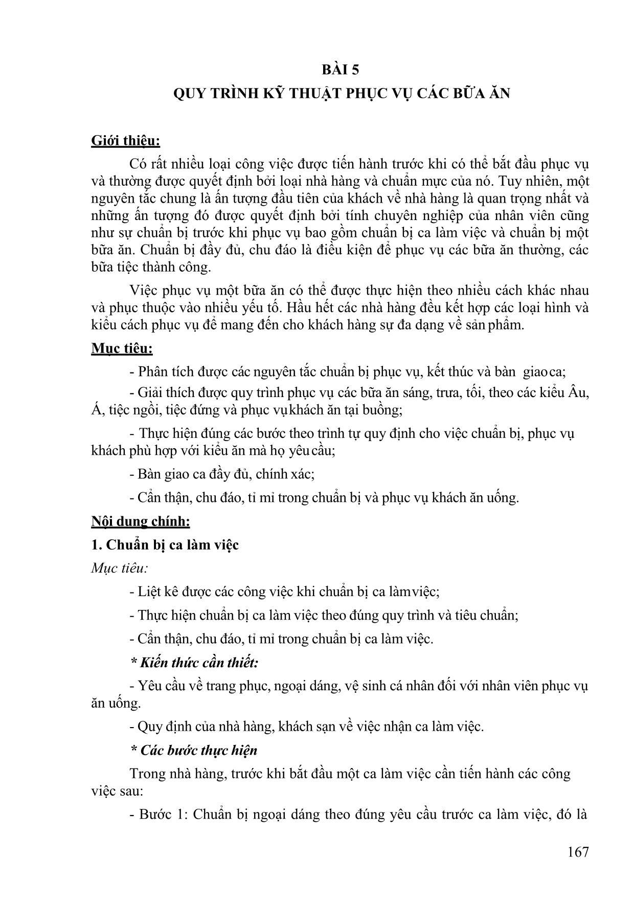 Giáo trình Nghiệp vụ bàn cơ bản (Phần 2) trang 3