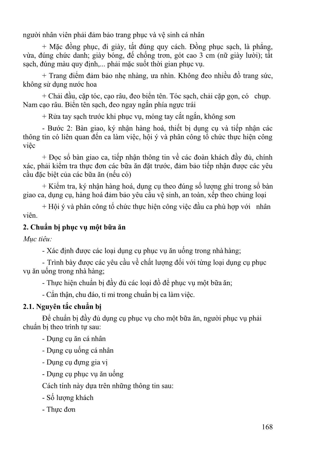 Giáo trình Nghiệp vụ bàn cơ bản (Phần 2) trang 4