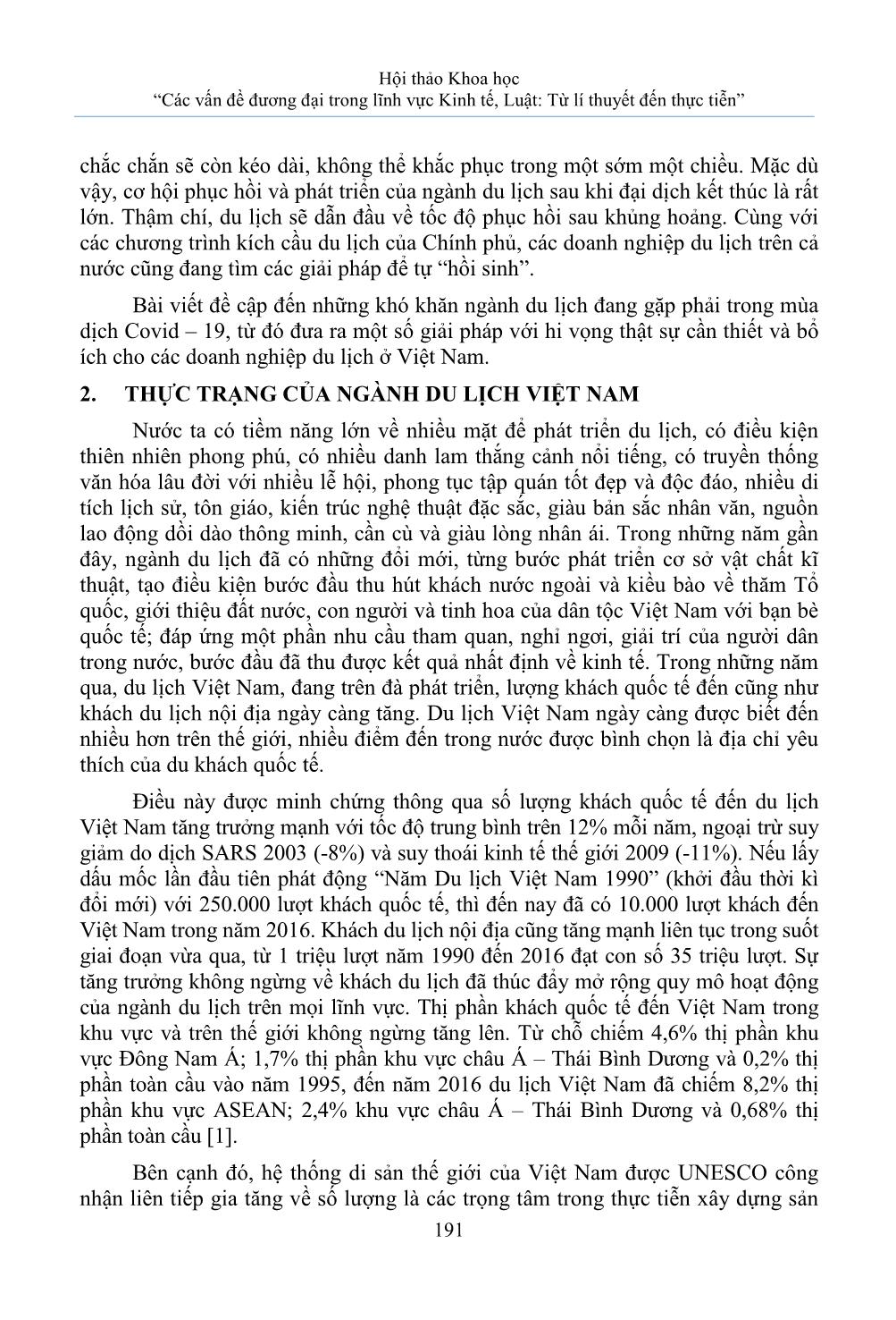 Giải pháp cho ngành Du lịch Việt Nam vượt qua đại dịch Covid-19 trang 2