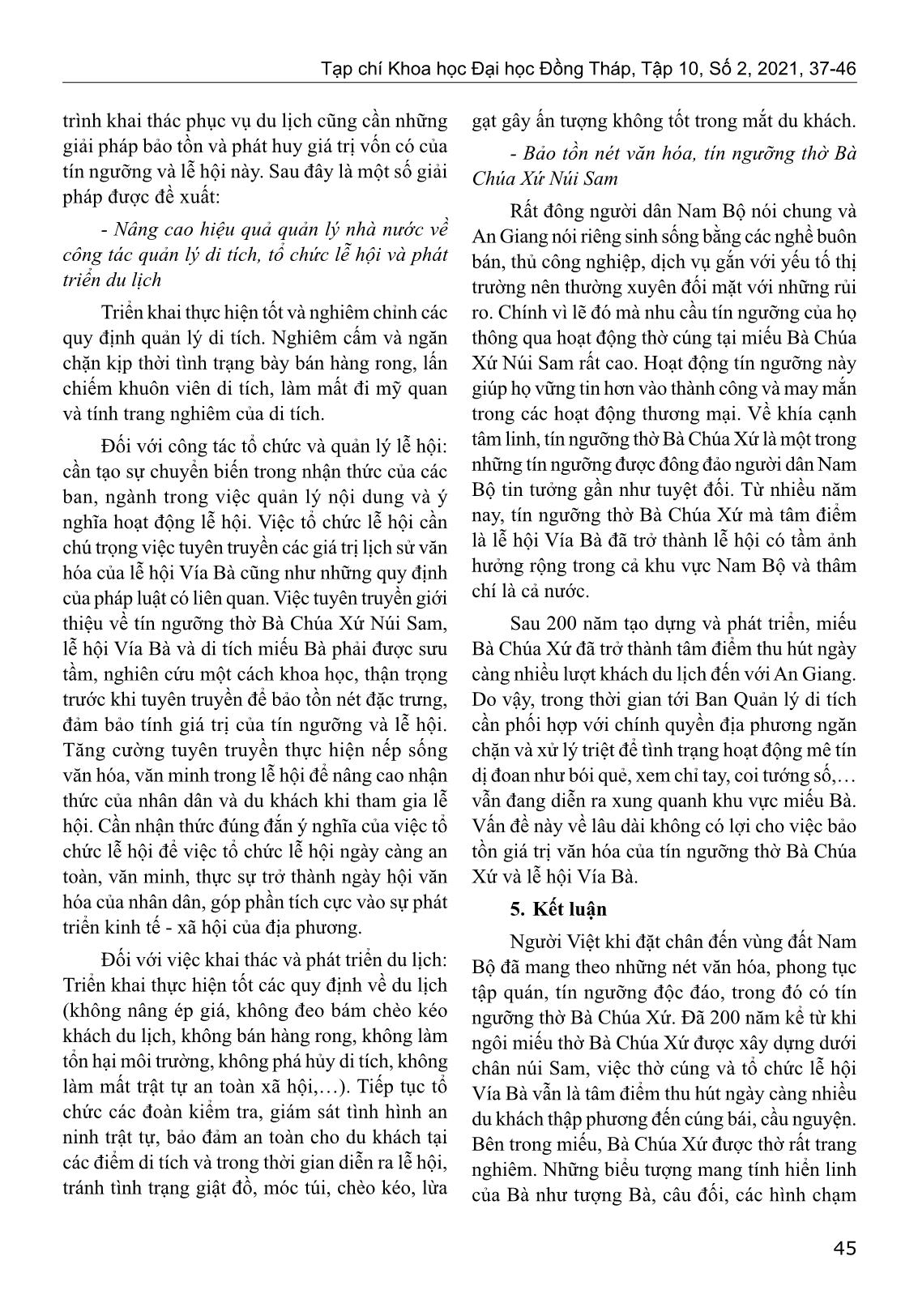 Giá trị văn hóa của tín ngưỡng thờ Bà Chúa Xứ núi Sam trong phát triển du lịch tỉnh An Giang trang 9