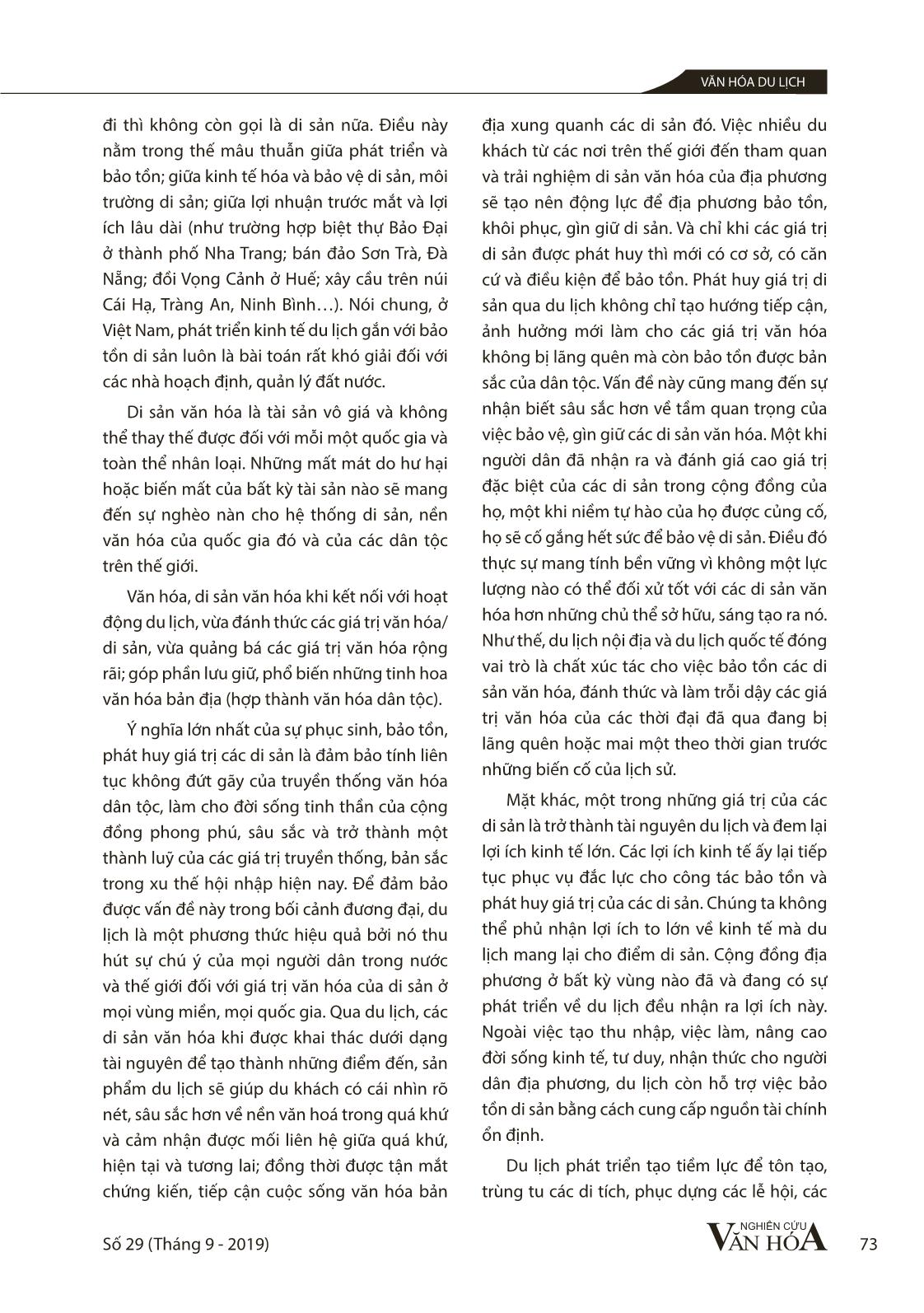 Mối quan hệ giữa bảo tồn, phát huy giá trị di sản văn hóa với phát triển du lịch trong giai đoạn hiện nay trang 2