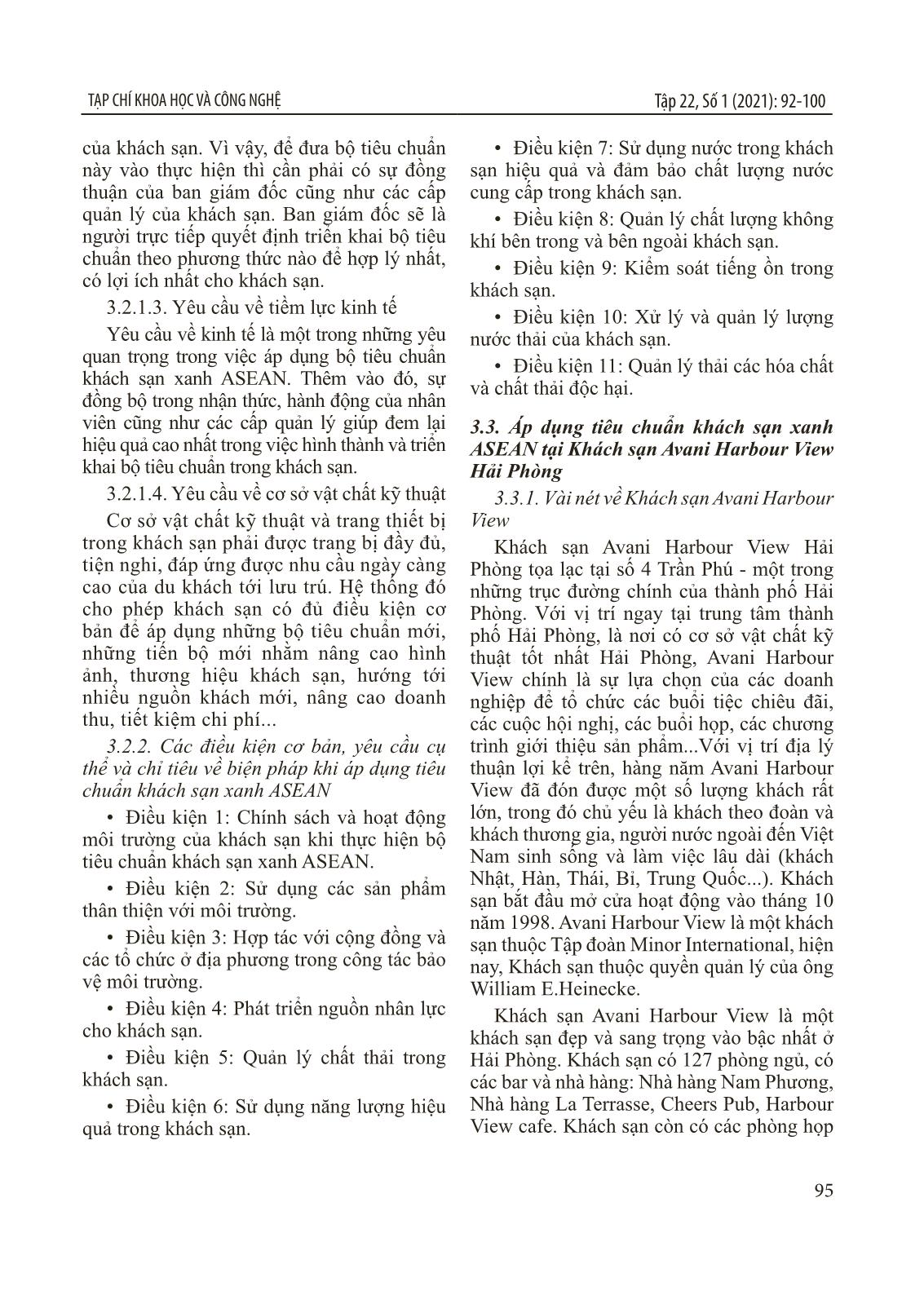 Nghiên cứu áp dụng tiêu chuẩn khách sạn xanh Asean đối với các khách sạn 4-5 sao: Trường hợp khách sạn Avani Harbour View Hải Phòng trang 4