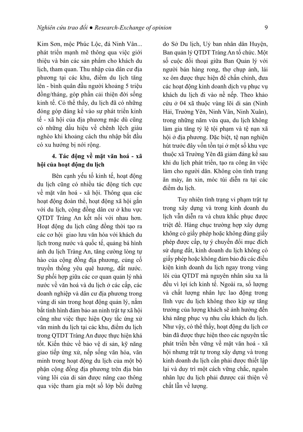 Phát triển du lịch bền vững tại điểm đến du lịch di sản thế giới - Quần thể danh thắng Tràng An trang 3