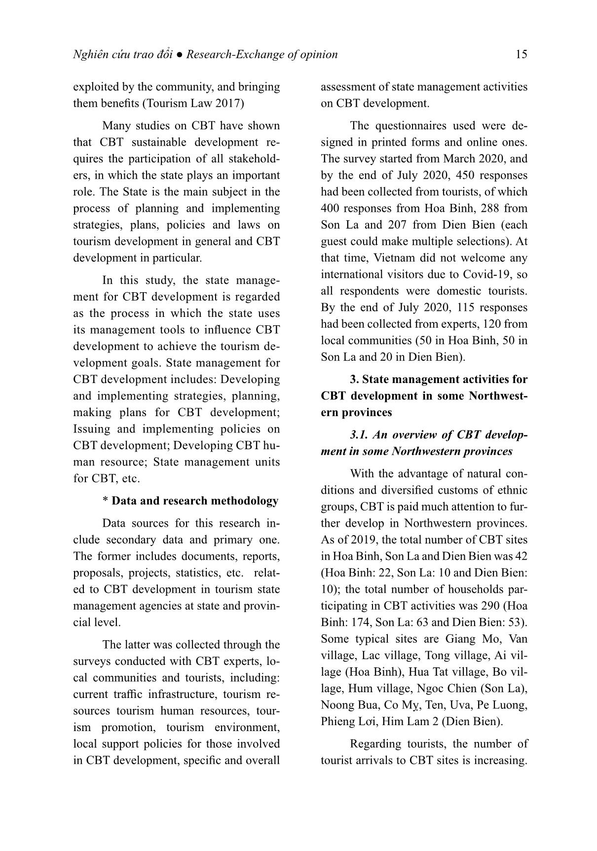 Research on state management for community-based tourism development in some Northwestern provinces of Vietnam trang 3