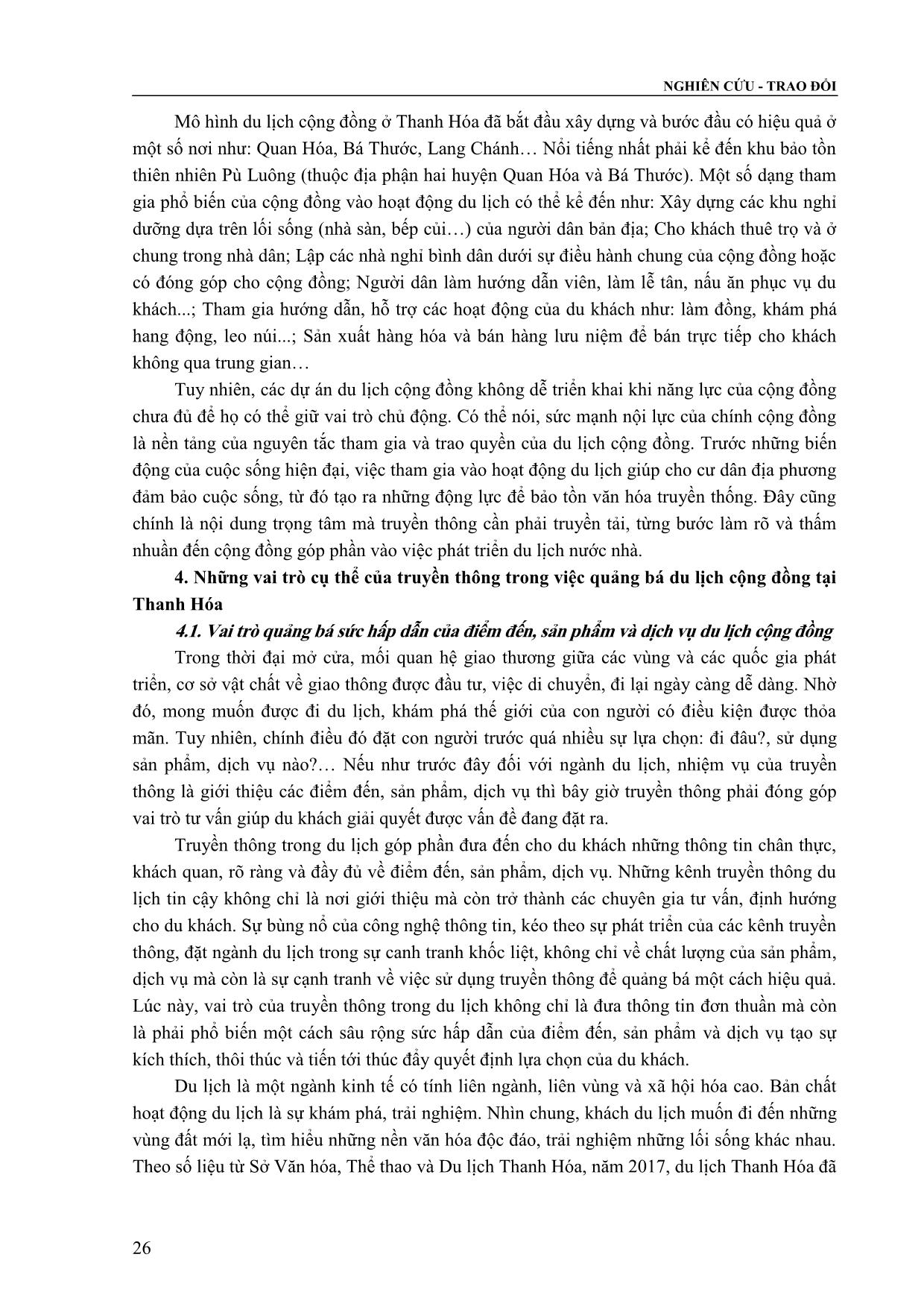 Vai trò của truyền thông trong quảng bá du lịch cộng đồng ở Thanh Hóa trang 4