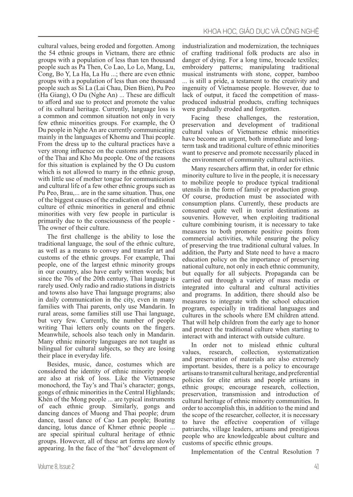 Building the model of information, education and communication efficiency in conservation and promotion of the identity value of ethnic minorities culture in ethnic minority boarding general schools, ethnic minority semi-boarding general schools and local trang 2