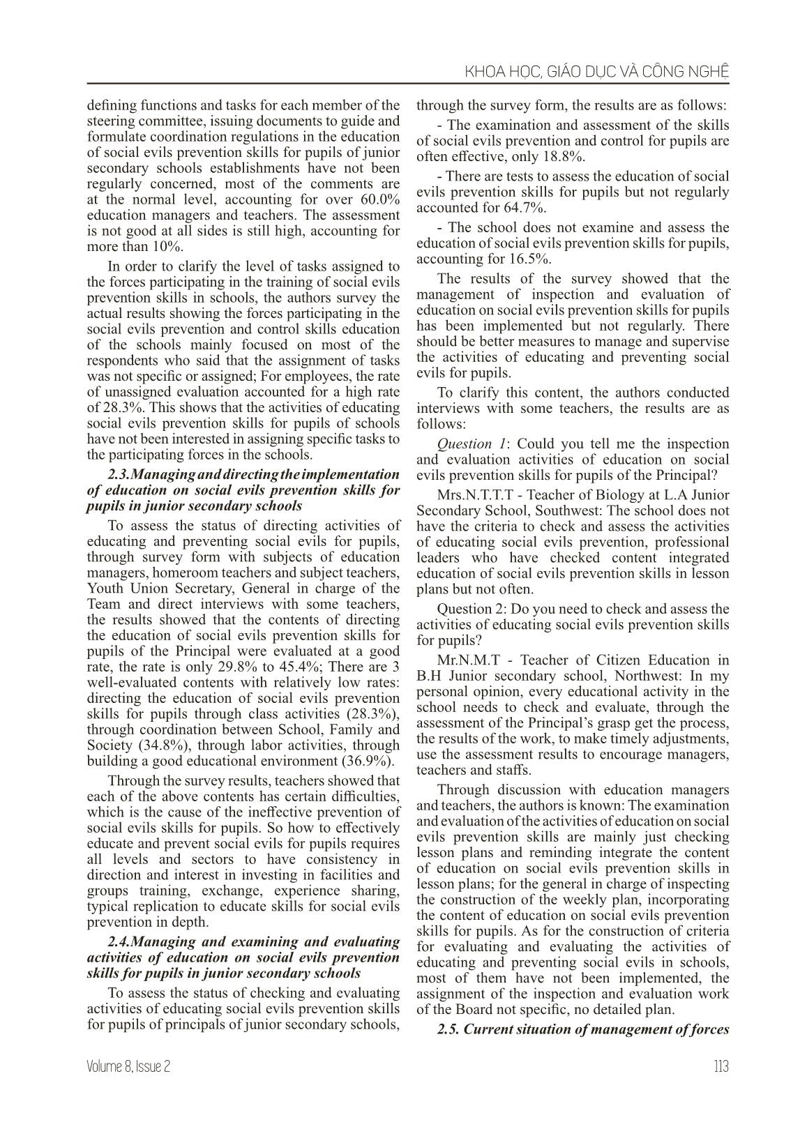 Current management situation of education activities for social evils prevention skills at junior secondary schools in rural, midlands and mountainous areas in the context of industrial revolution 4.0 and international integration trang 4