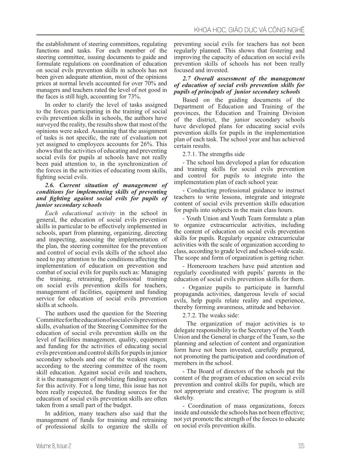 Current management situation of education activities for social evils prevention skills at junior secondary schools in rural, midlands and mountainous areas in the context of industrial revolution 4.0 and international integration trang 6