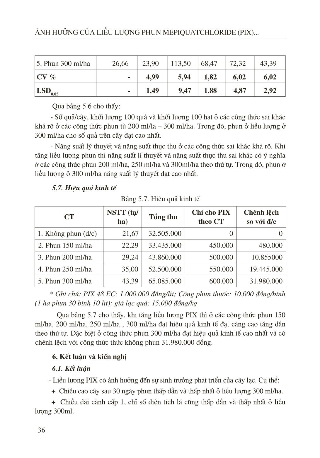 Ảnh hưởng của liều lượng phun Mepiquat Chloride (PIX) đến năng suất lạc trên đất cát nội đồng tỉnh Quảng Nam trang 9