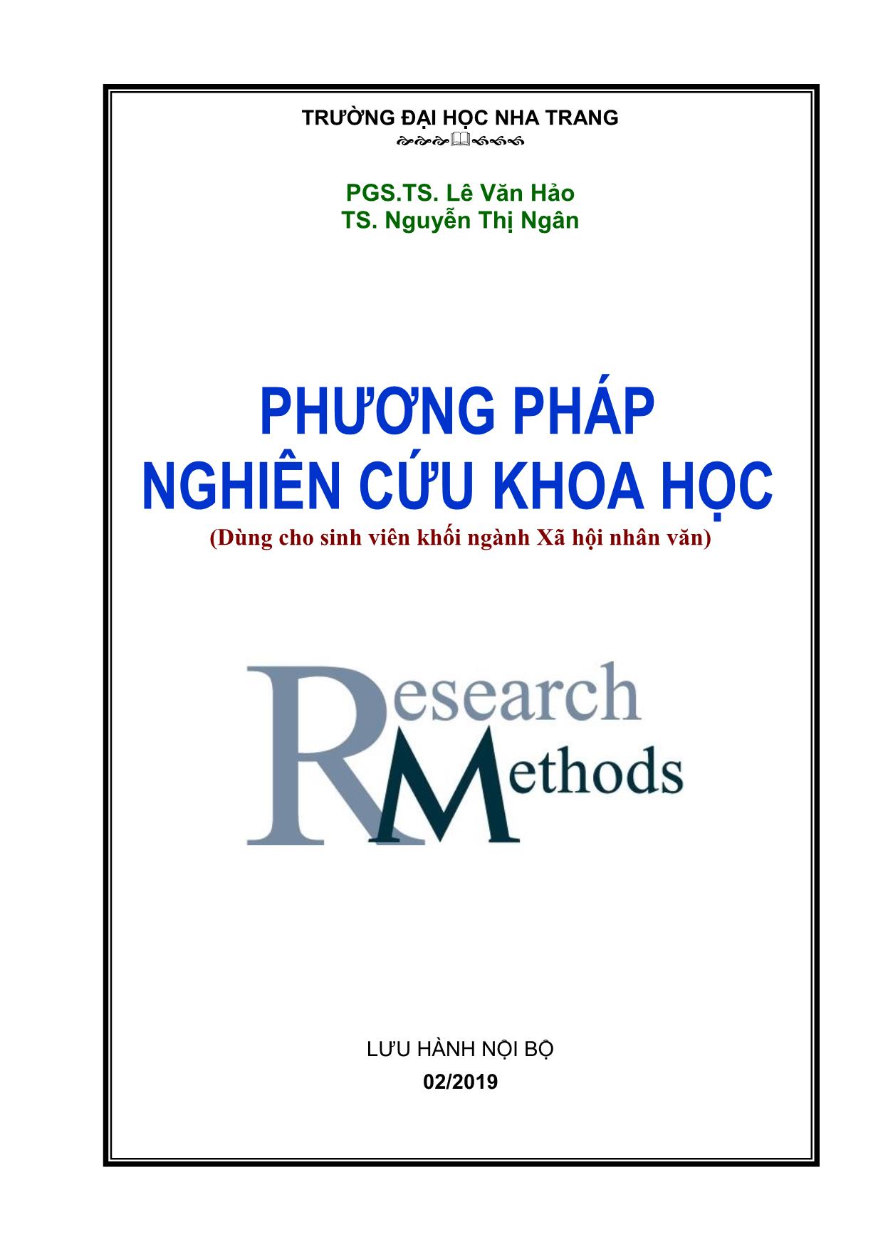 Bài giảng Phương pháp nghiên cứu khoa học - Lê Văn Hảo trang 1