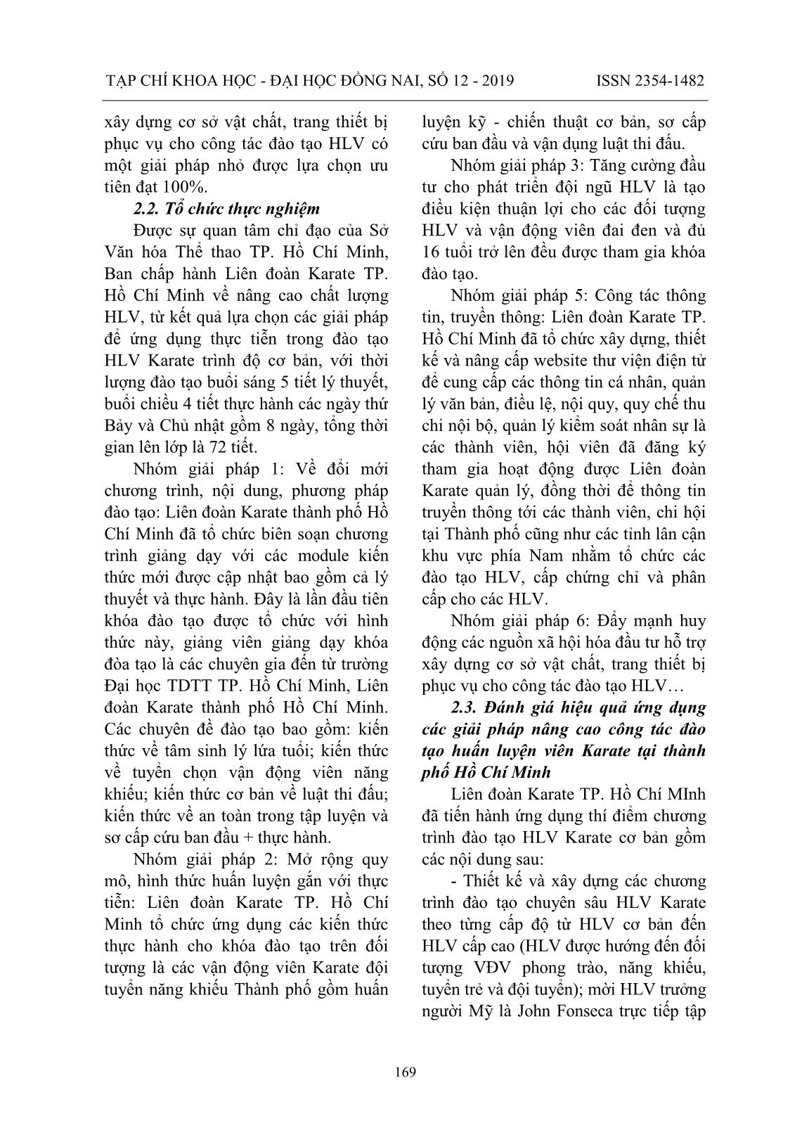 Đánh giá hiệu quả ứng dụng một số giải pháp đào tạo huấn luyện viên Karate tại thành phố Hồ Chí Minh trang 4