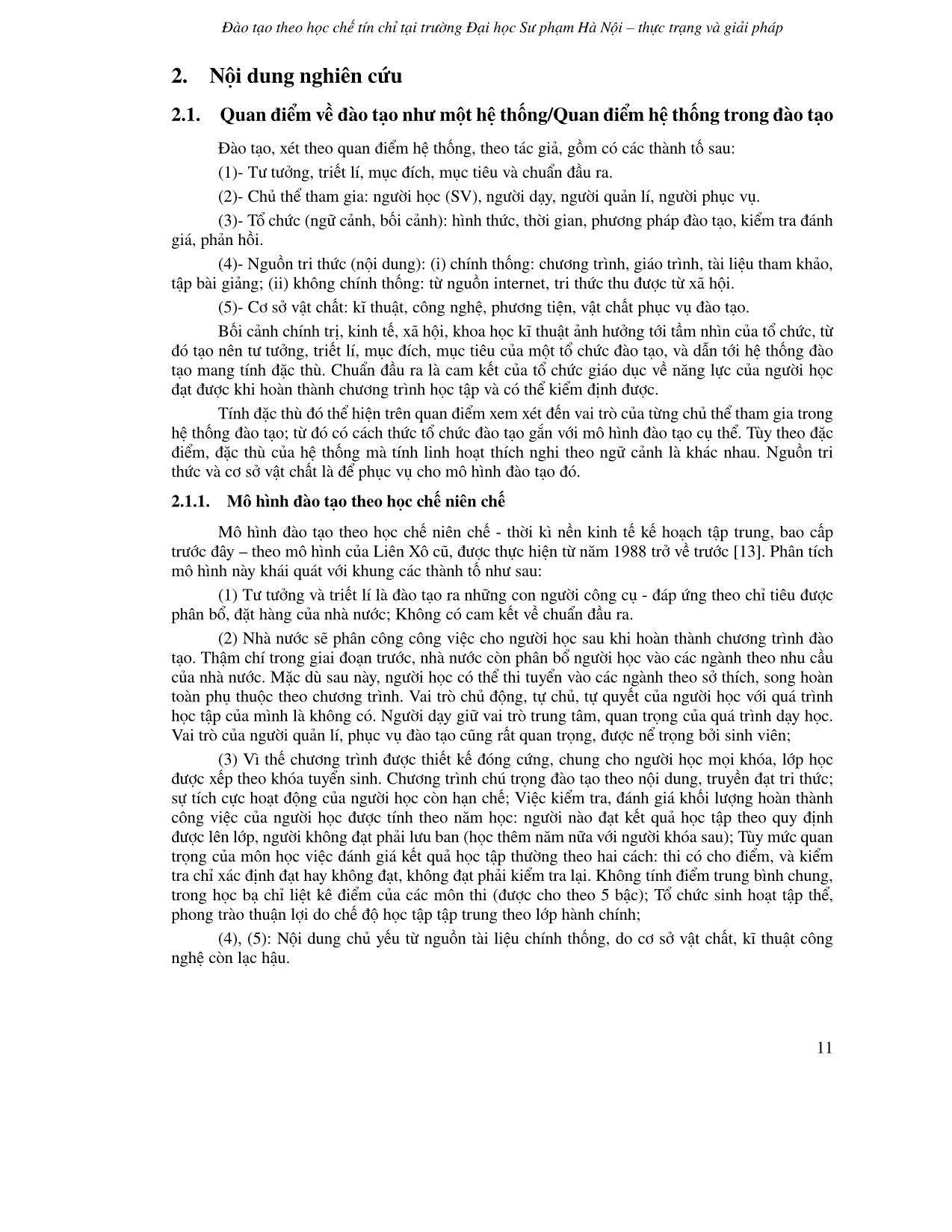 Đào tạo theo học chế tín chỉ tại trường Đại học Sư phạm Hà Nội – Thực trạng và giải pháp trang 2