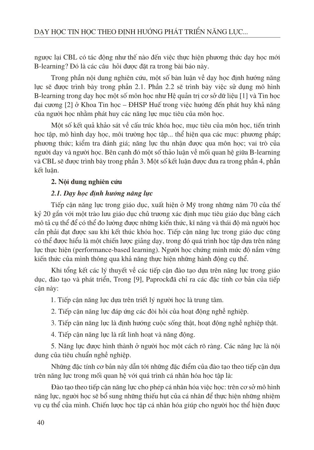 Dạy học tin học theo định hướng phát triển năng lực với mô hình B-Learning - Một trường hợp nghiên cứu ở Đại học Sư phạm Huế trang 2