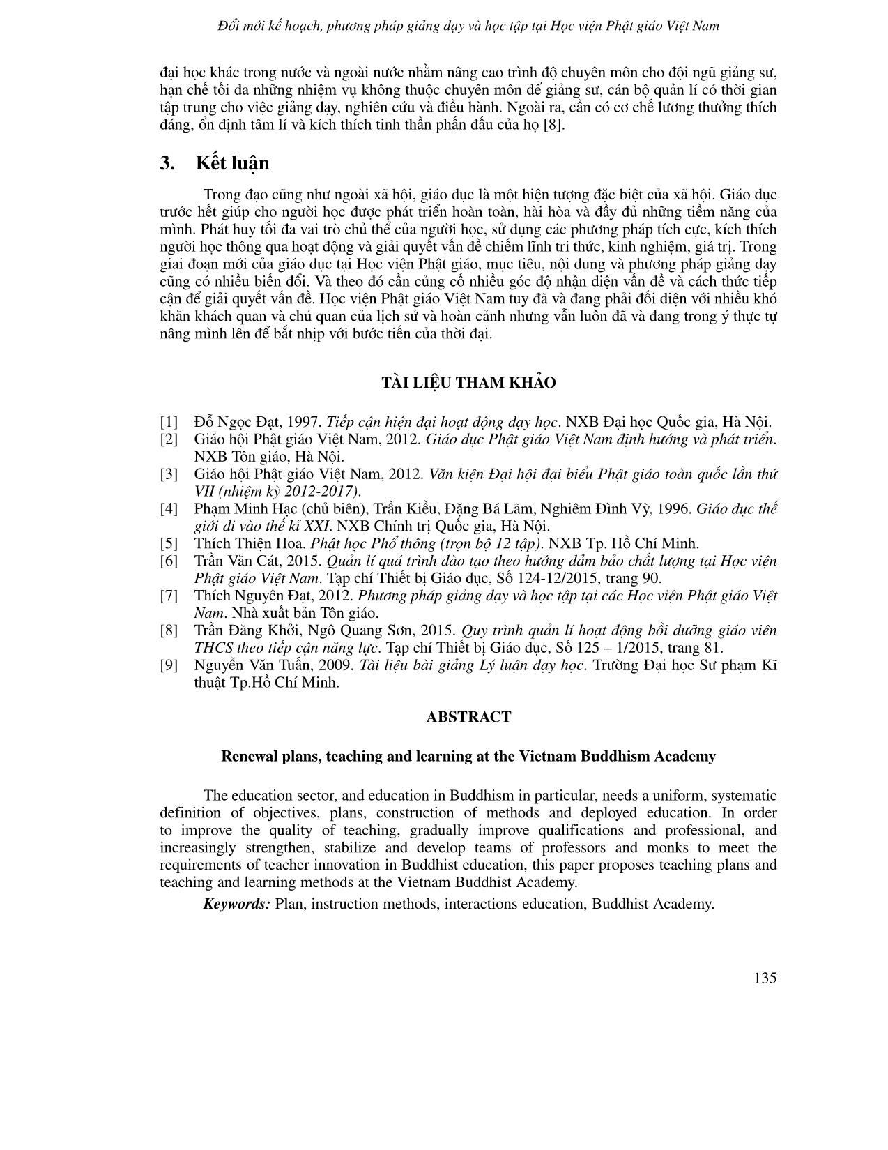 Đổi mới kế hoạch, phương pháp giảng dạy và học tập tại học viện Phật giáo Việt Nam trang 7