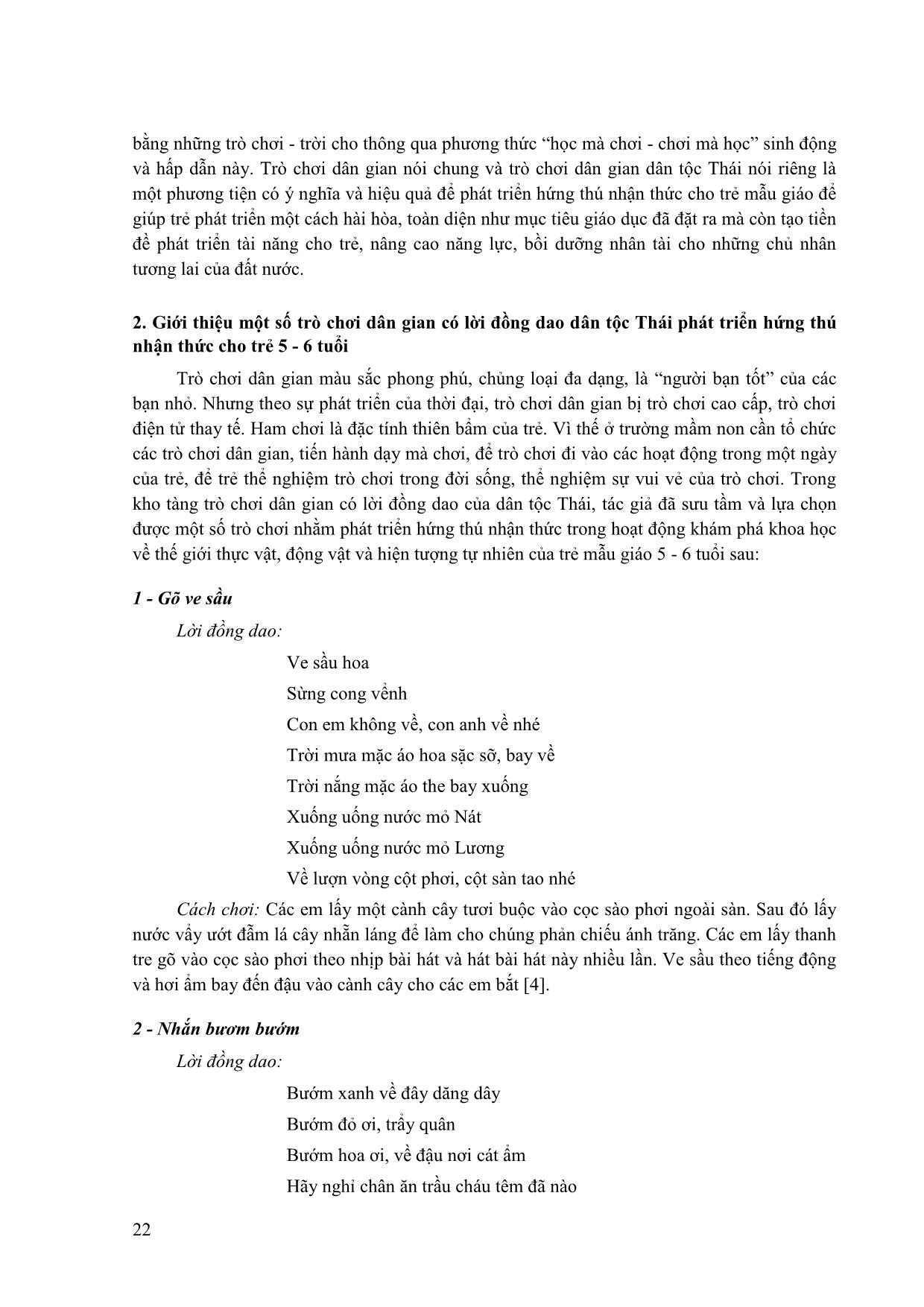 Giới thiệu một số trò chơi dân gian có lời đồng dao dân tộc Thái phát triển hứng thú nhận thức cho trẻ 5-6 tuổi trang 5
