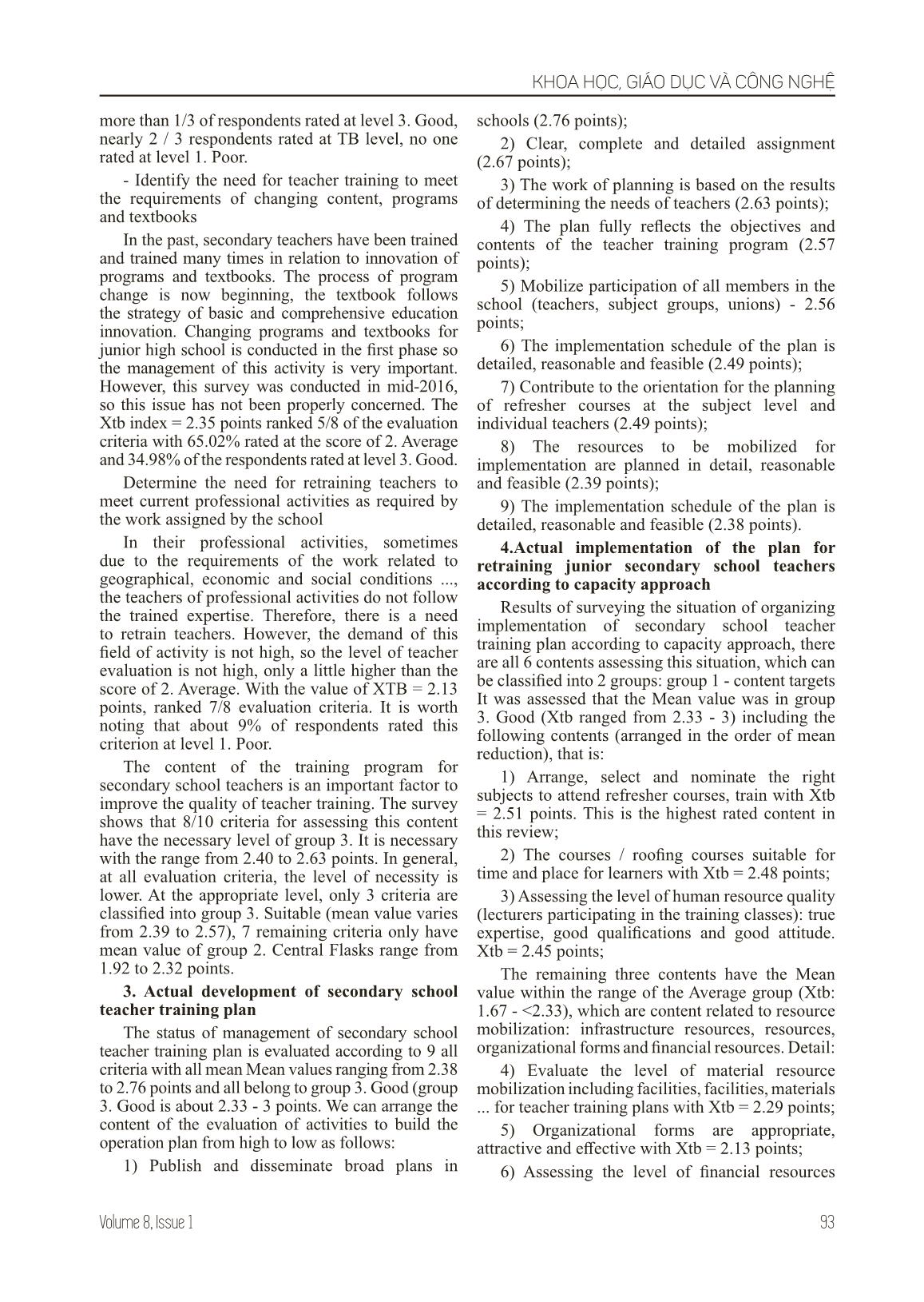 Management of junior secondary schools teachers training activities under accessing human resources in the current period trang 3