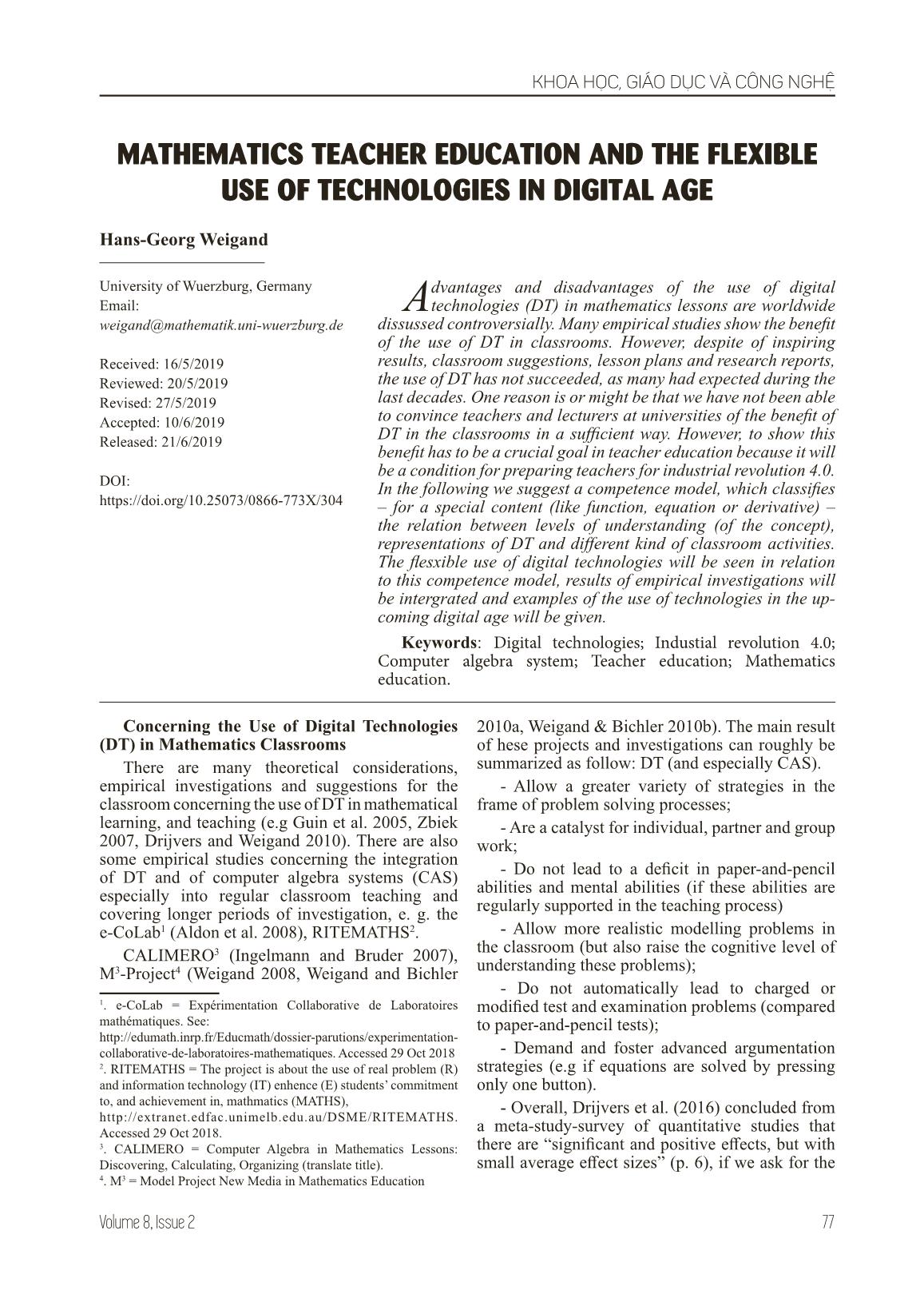 Mathematics teacher education and the flexible use of technologies in digital age trang 1