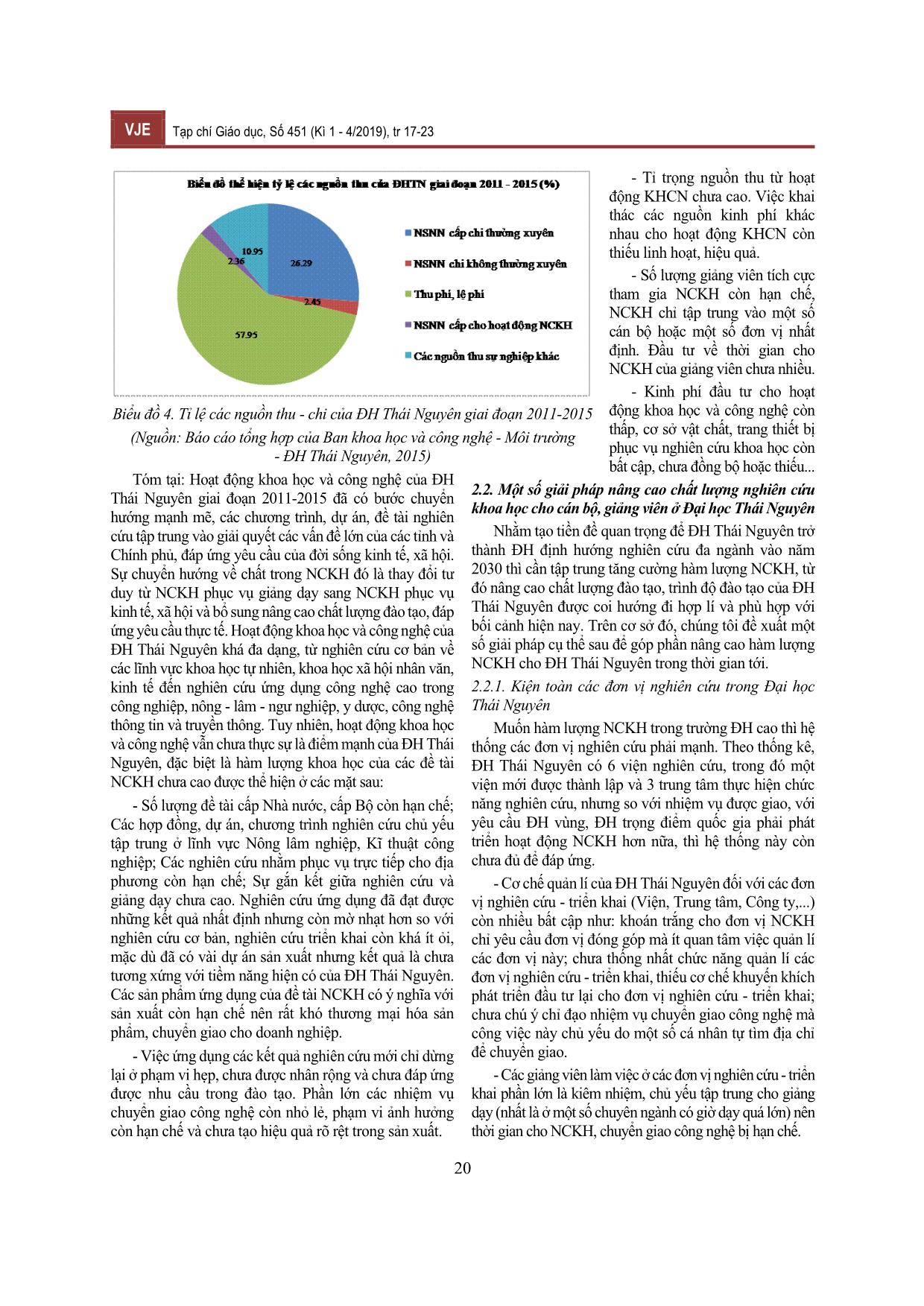 Một số giải pháp nâng cao chất lượng nghiên cứu khoa học cho cán bộ, giảng viên ở Đại học Thái Nguyên trang 4