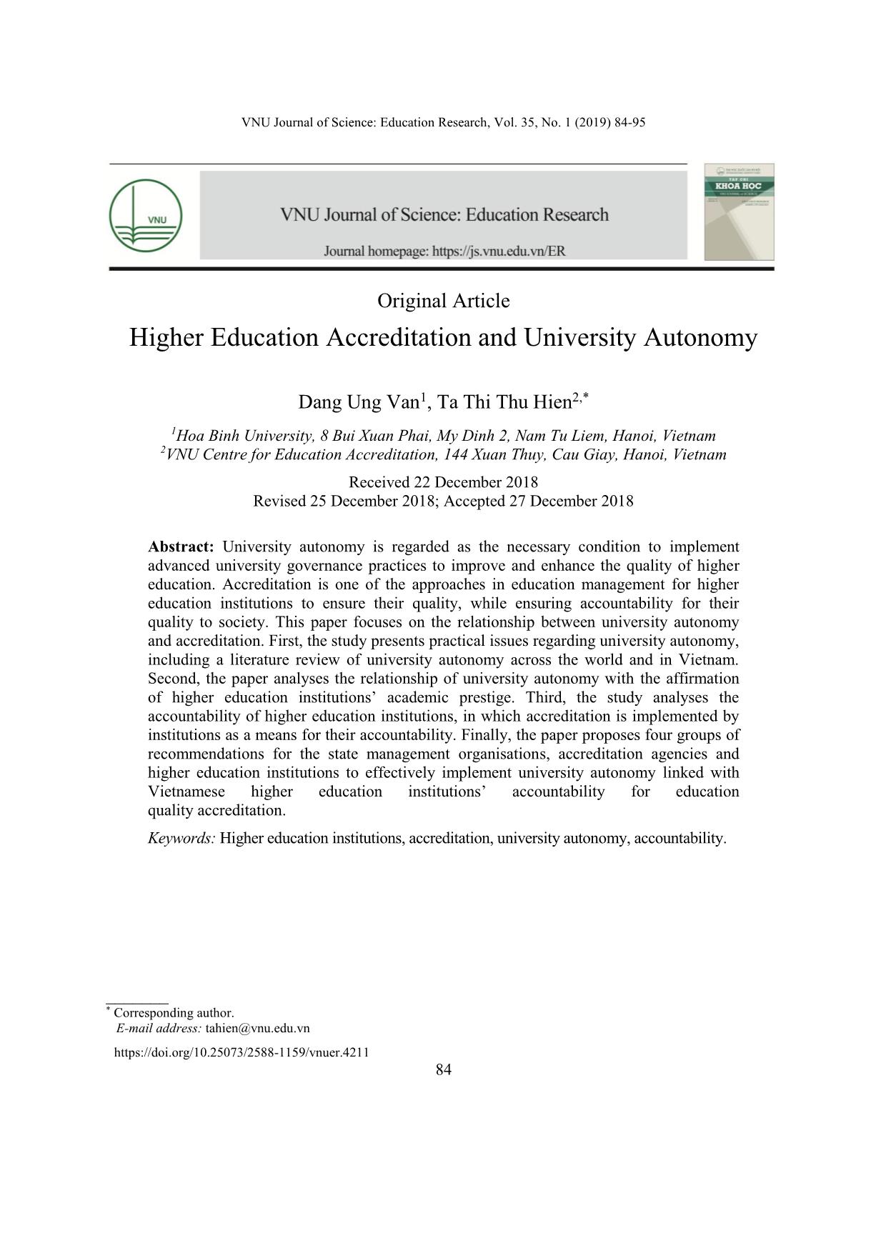 Higher Education Accreditation and University Autonomy trang 1