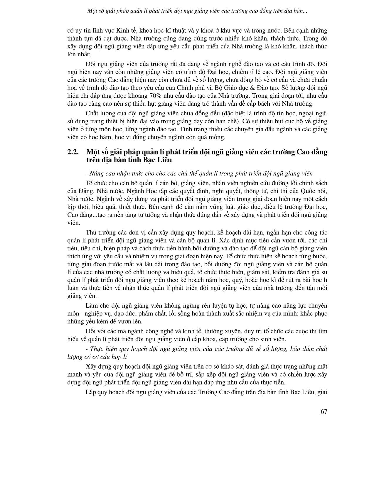 Một số giải pháp quản lí phát triển đội ngũ giảng viên các trường cao đẳng trên địa bàn tỉnh Bạc Liêu trang 4