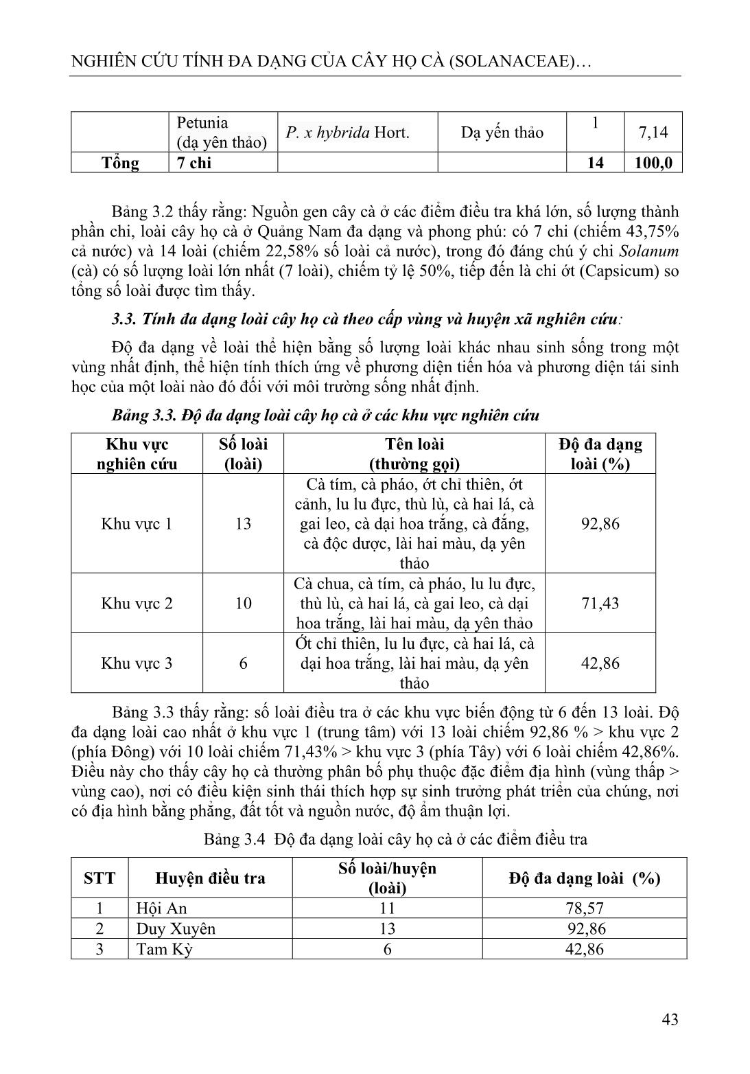 Nghiên cứu tính đa dạng của cây họ cà (Solanaceae) tại Quảng Nam trang 7