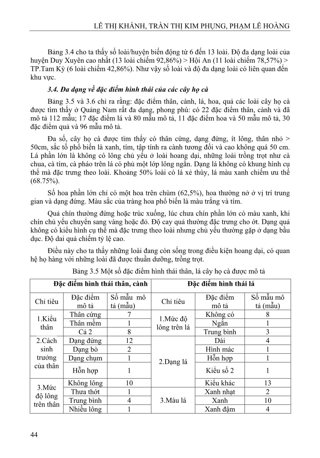 Nghiên cứu tính đa dạng của cây họ cà (Solanaceae) tại Quảng Nam trang 8