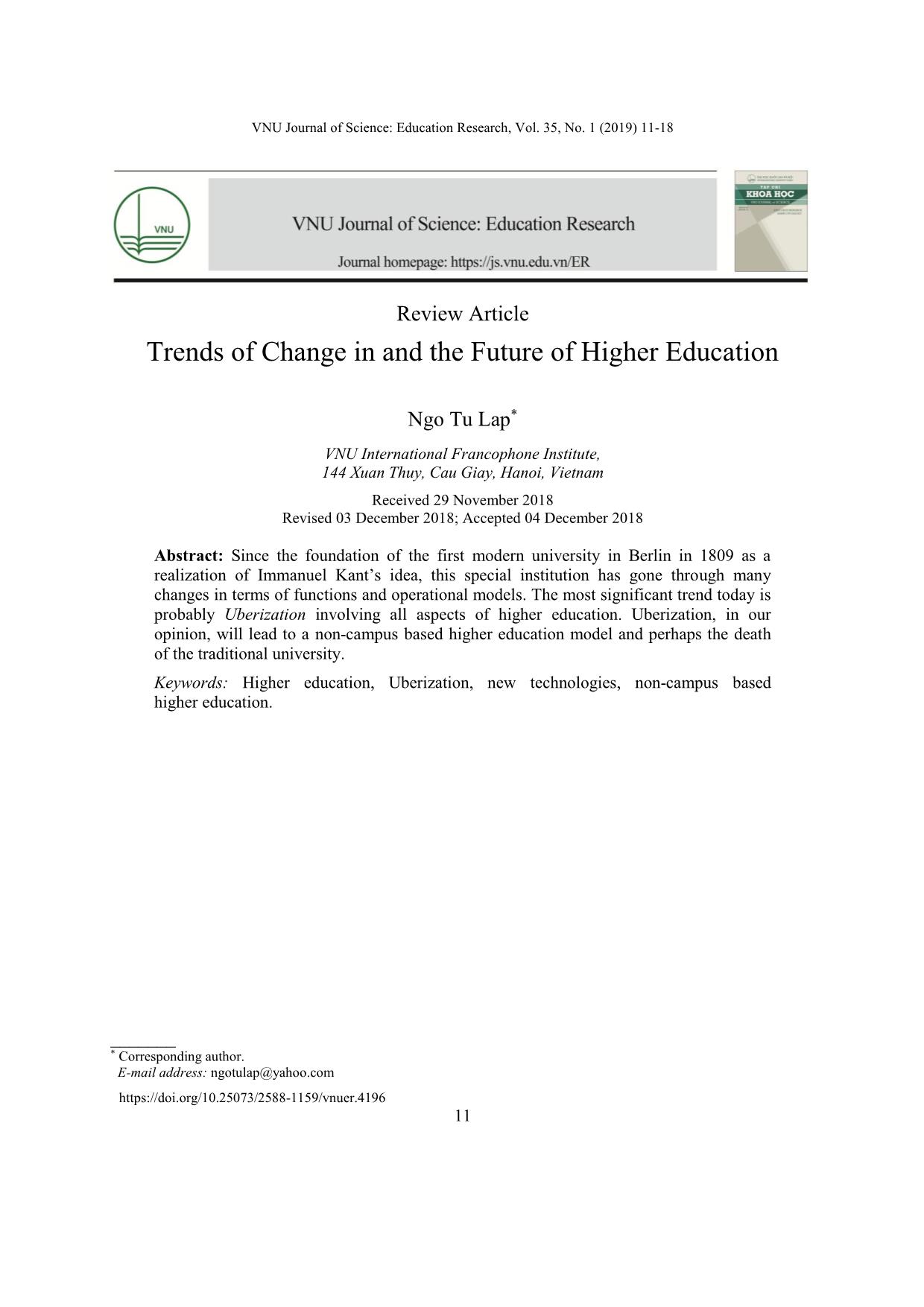 Những xu hướng thay đổi và tương lai của giáo dục đại học trang 1