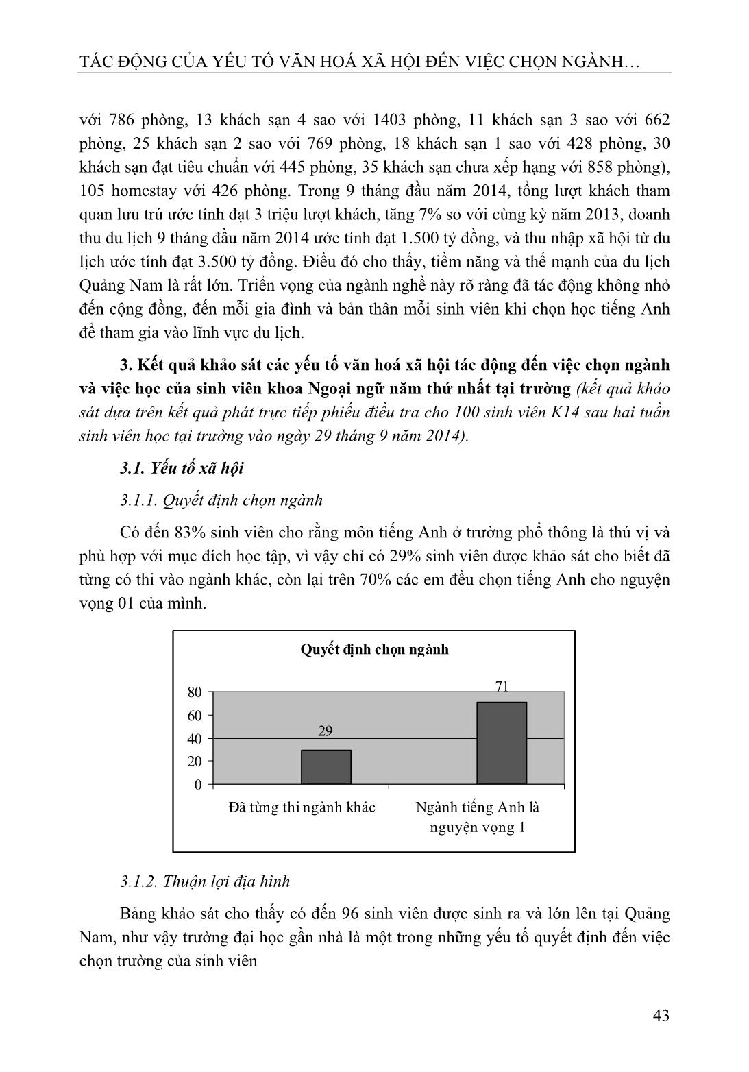 Tác động của yếu tố văn hoá xã hội đến việc chọn ngành và việc học của sinh viên năm thứ nhất (thuộc) khoa Ngoại ngữ, trường Đại học Quảng Nam trang 3