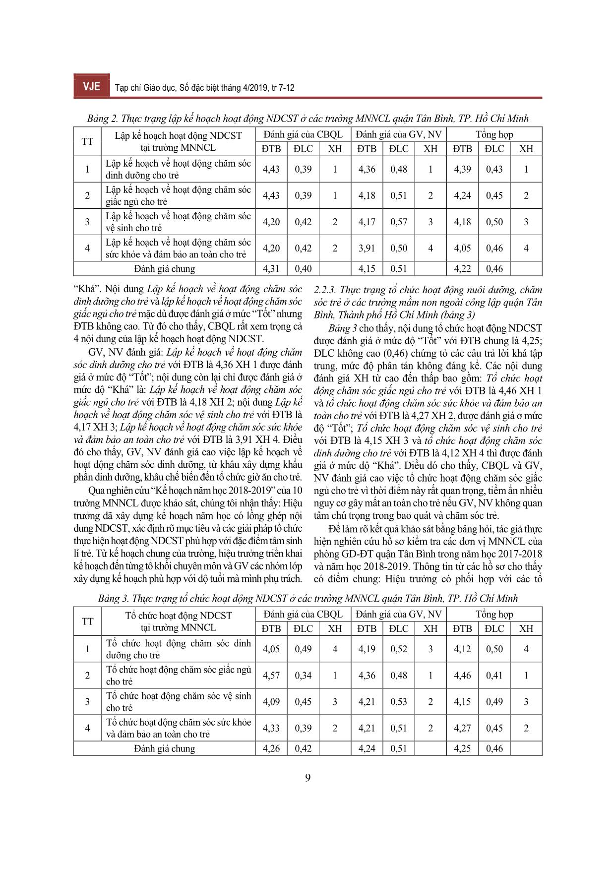 Thực trạng quản lí hoạt động nuôi dưỡng, chăm sóc trẻ tại các trường Mầm non ngoài công lập ở quận Tân Bình, thành phố Hồ Chí Minh trang 3