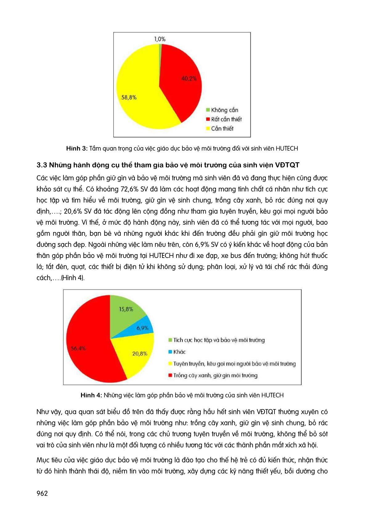 Ý thức, hành động bảo vệ môi trường của sinh viên viện đào tạo quốc tế trường Đại học Công nghệ thành phố Hồ Chí Minh (Hutech) trang 4