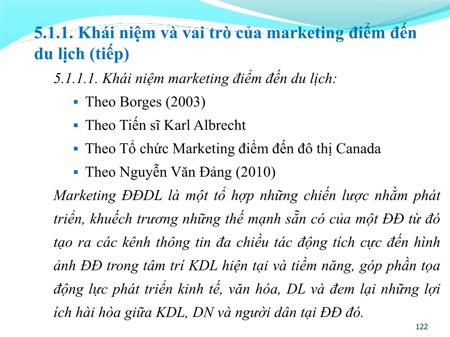 Bài giảng Quản lý điểm đến du lịch - Chương 5: Marketing điểm đến du lịch trang 4