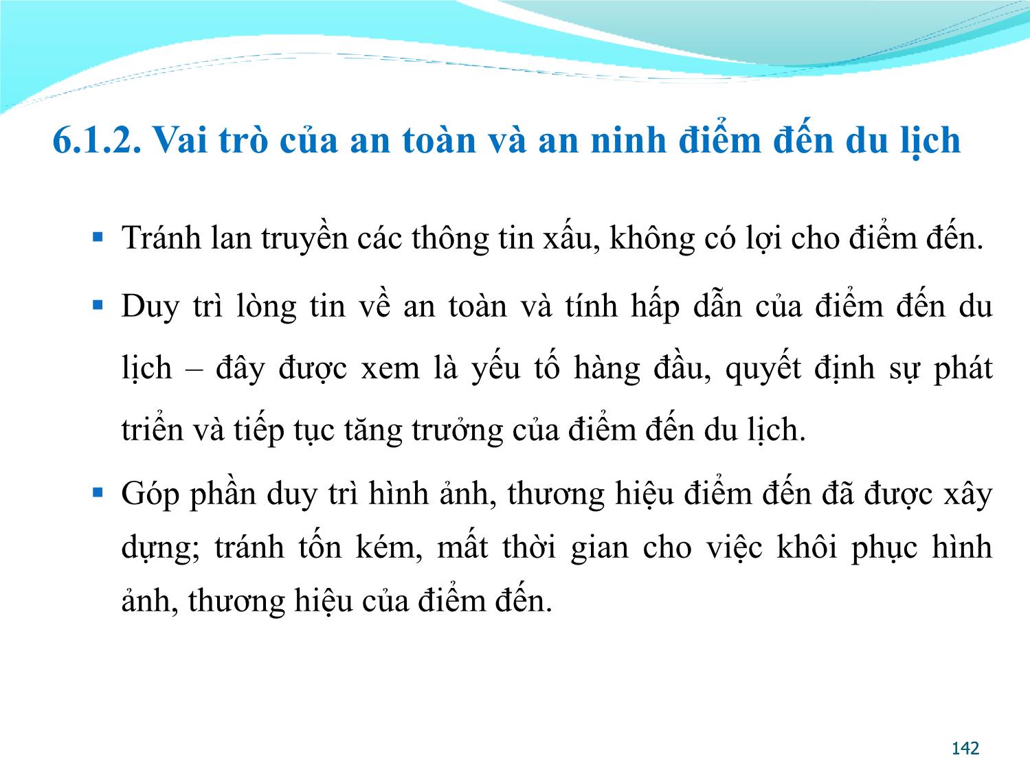 Bài giảng Quản lý điểm đến du lịch - Chương 6: An toàn, an ninh và quản lý rủi ro tại điểm đến du lịch trang 5