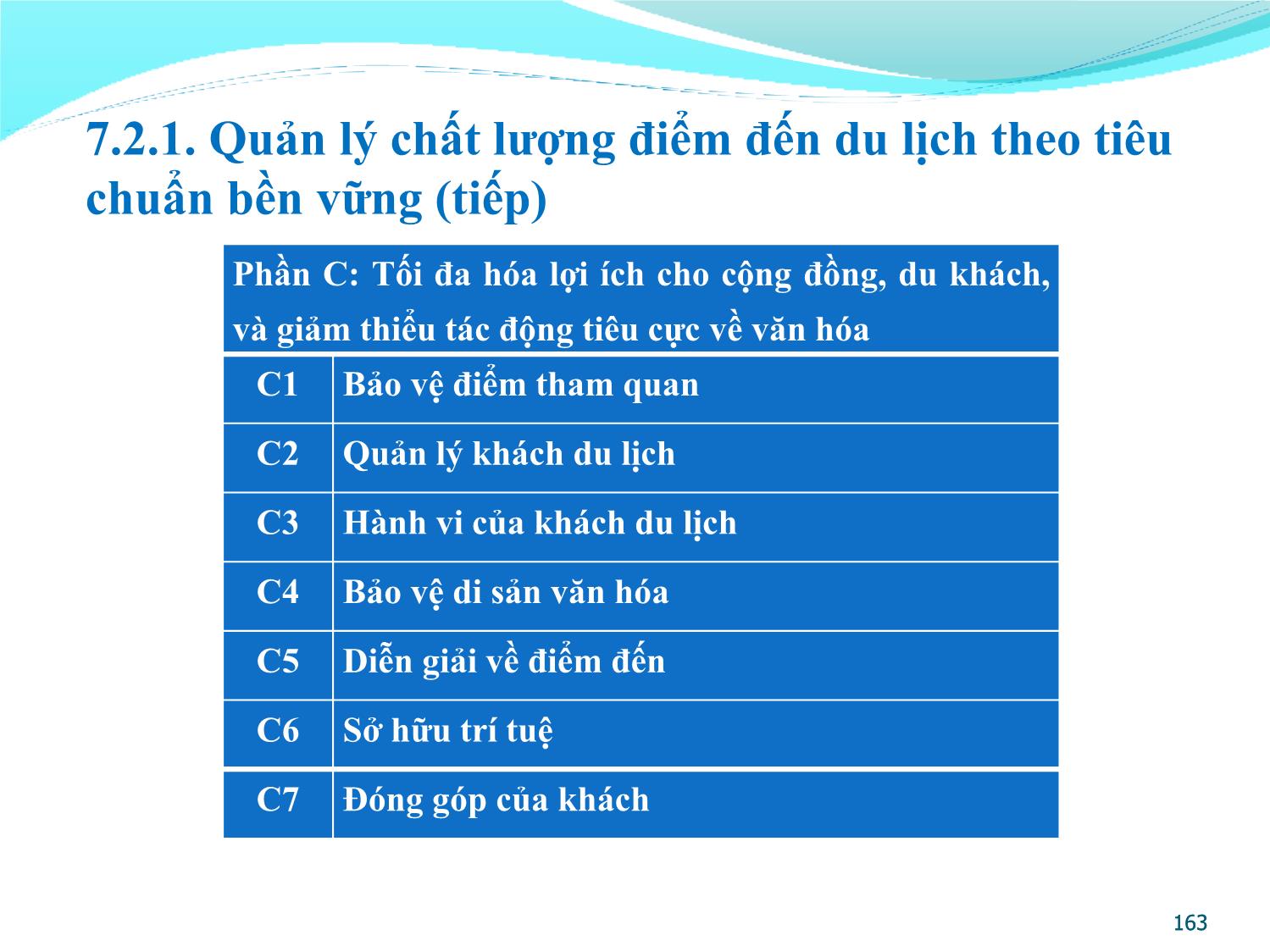 Bài giảng Quản lý điểm đến du lịch - Chương 7: Phát triển bền vững và quản lý chất lượng điểm đến du lịch trang 10