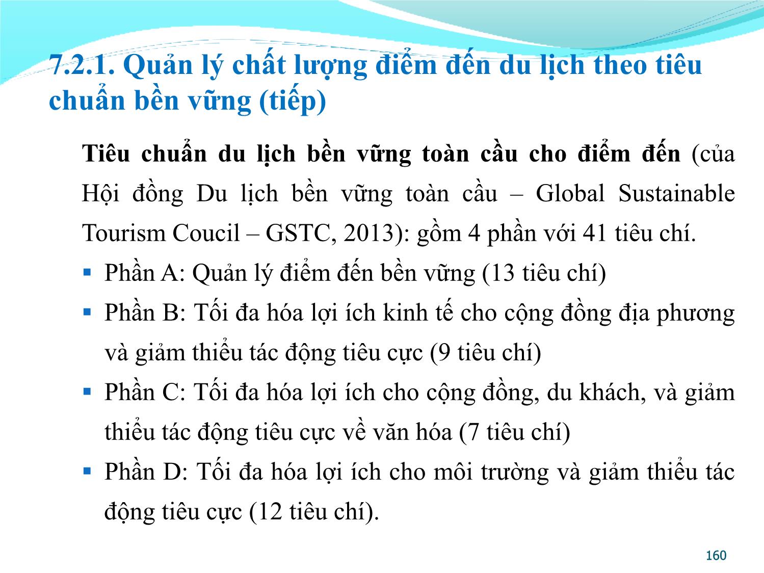 Bài giảng Quản lý điểm đến du lịch - Chương 7: Phát triển bền vững và quản lý chất lượng điểm đến du lịch trang 7