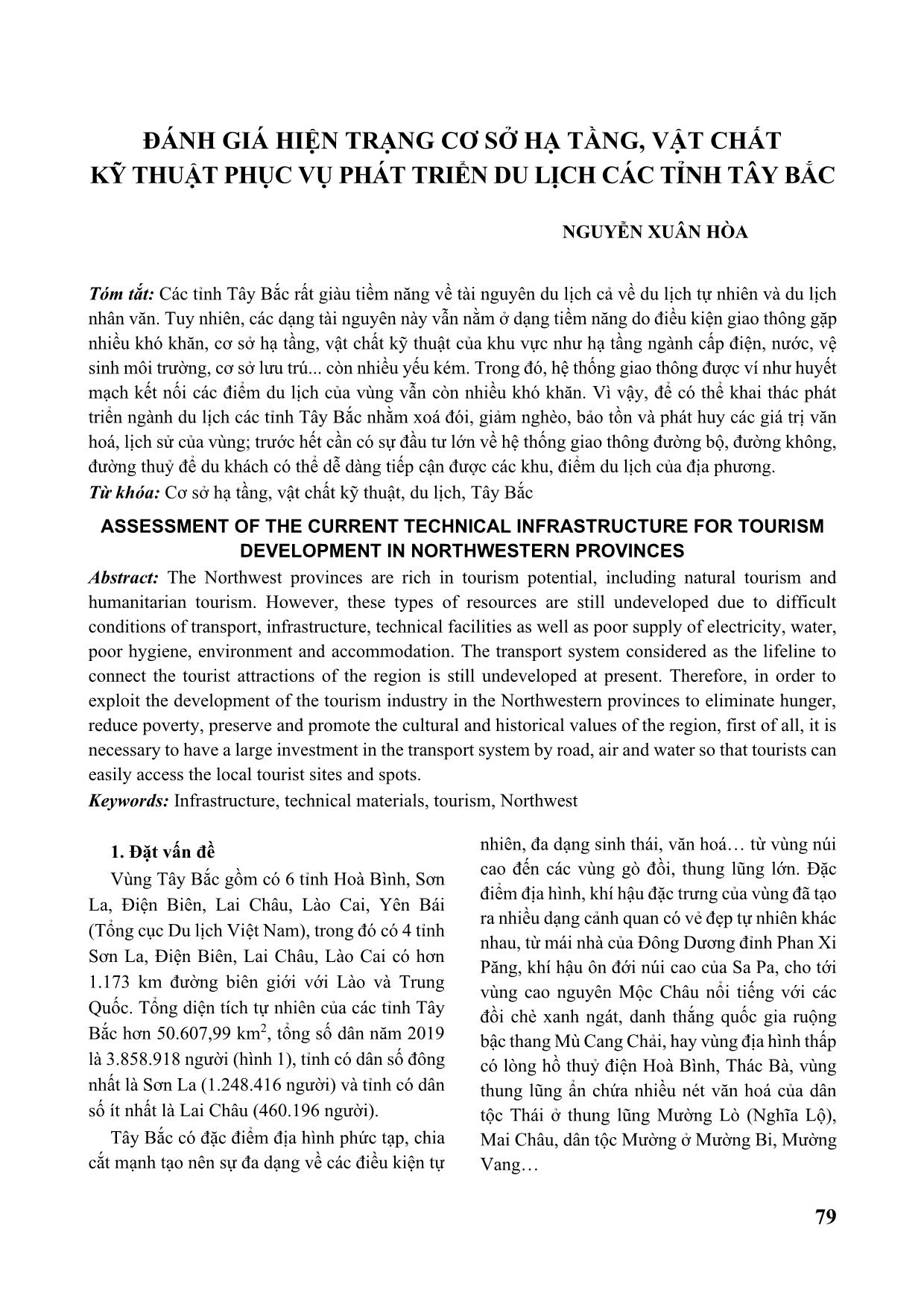 Đánh giá hiện trạng cơ sở hạ tầng, vật chất kỹ thuật phục vụ phát triển du lịch các tỉnh Tây Bắc trang 1