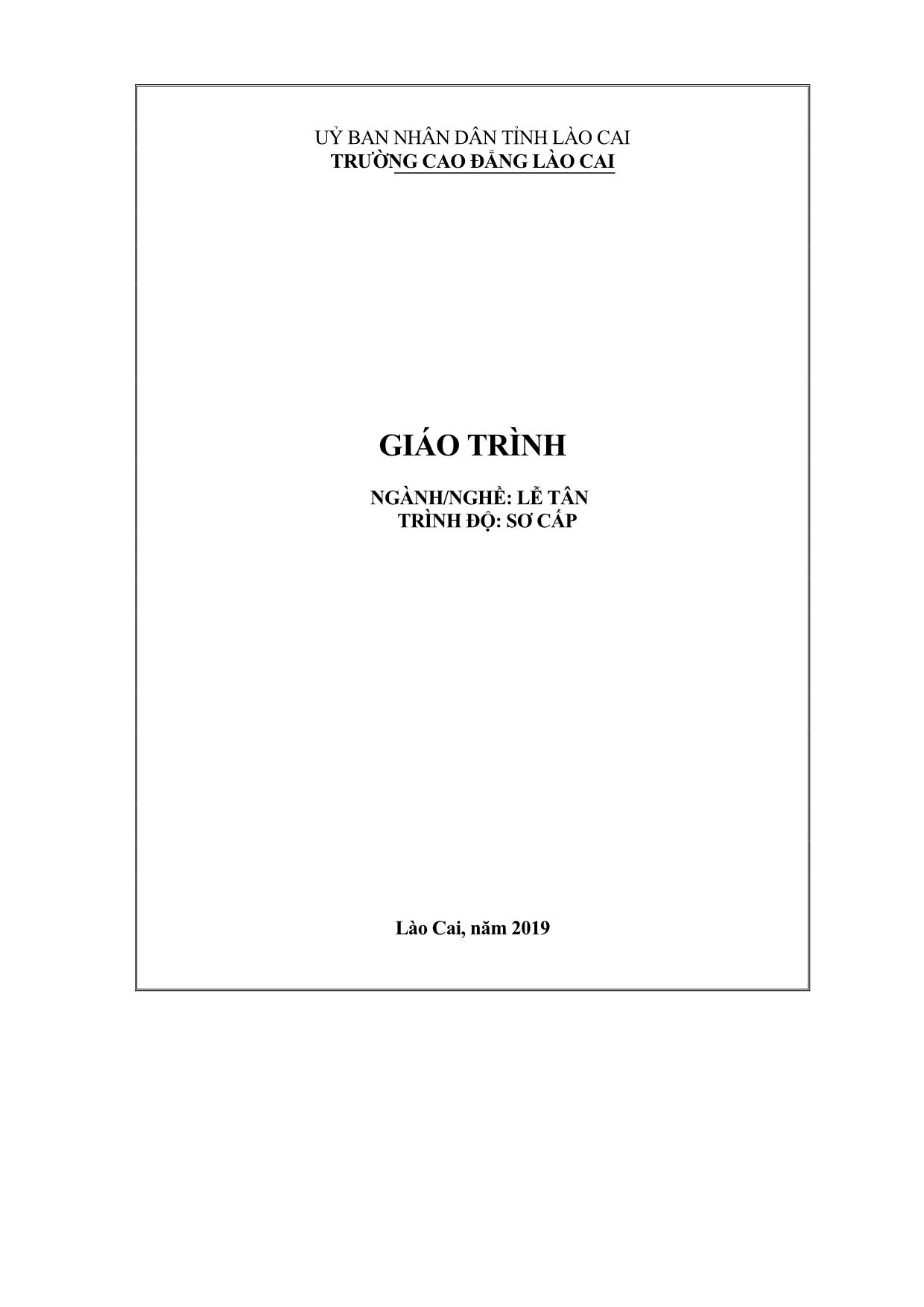 Giáo trình Lễ tân trang 1