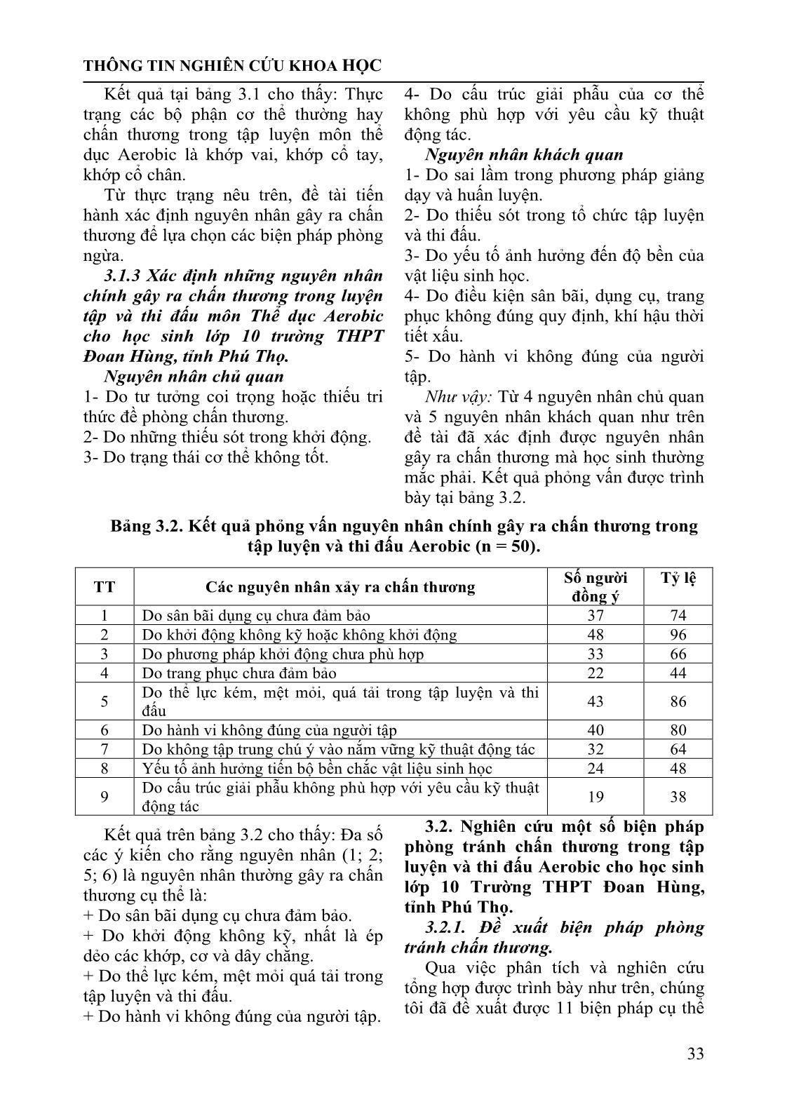 Đánh giá thực trạng và đề xuất một số biện pháp phòng tránh chấn thương xảy ra khi học môn thể dục Aerobic cho học sinh Lớp 10 trường THPT Đoan Hùng tỉnh Phú Thọ trang 3