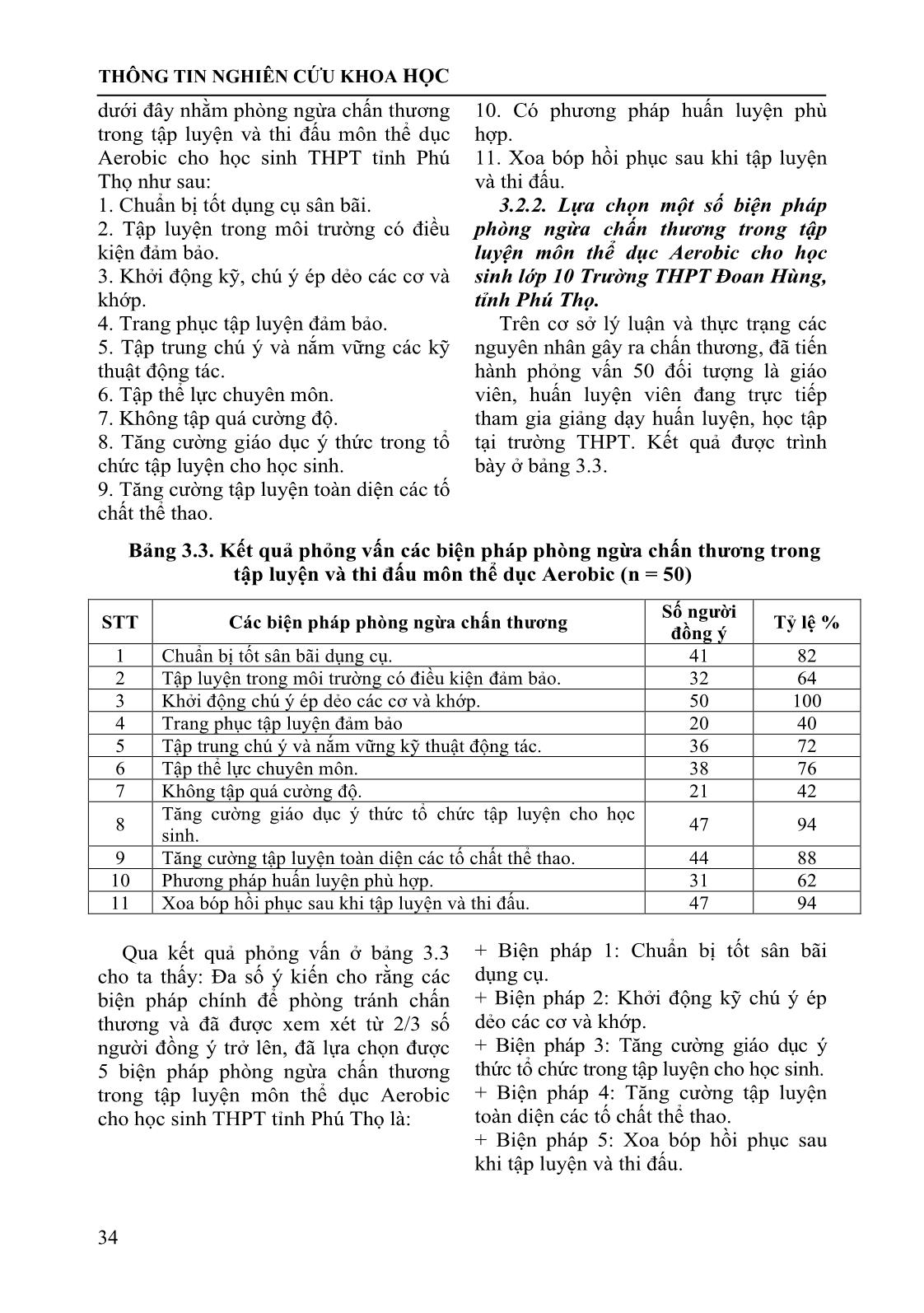 Đánh giá thực trạng và đề xuất một số biện pháp phòng tránh chấn thương xảy ra khi học môn thể dục Aerobic cho học sinh Lớp 10 trường THPT Đoan Hùng tỉnh Phú Thọ trang 4