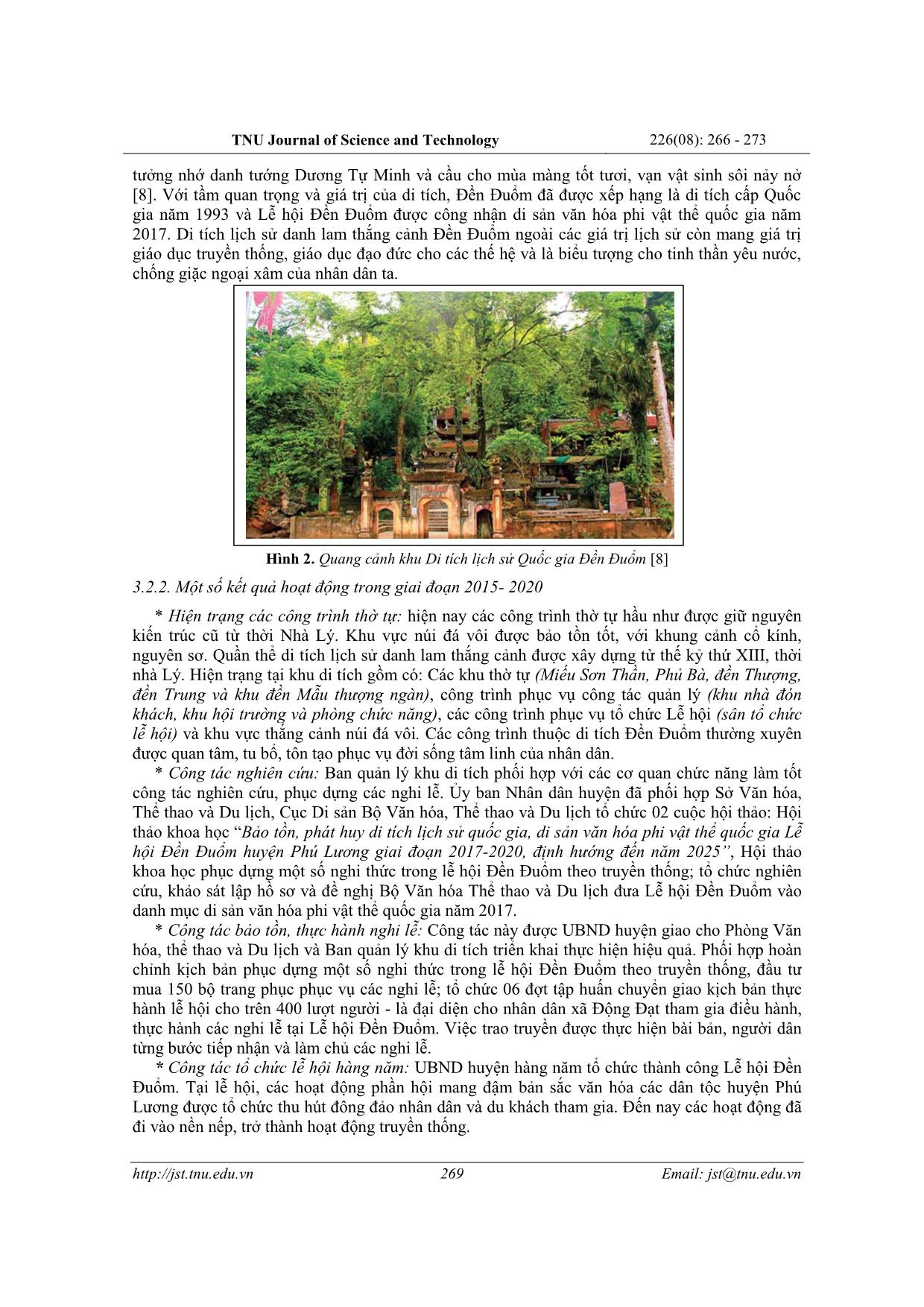Đánh giá tiềm năng phát triển du lịch sinh thái gắn với khu di tích lịch sử Đền Đuổm, huyện Phú Lương, tỉnh Thái Nguyên trang 4